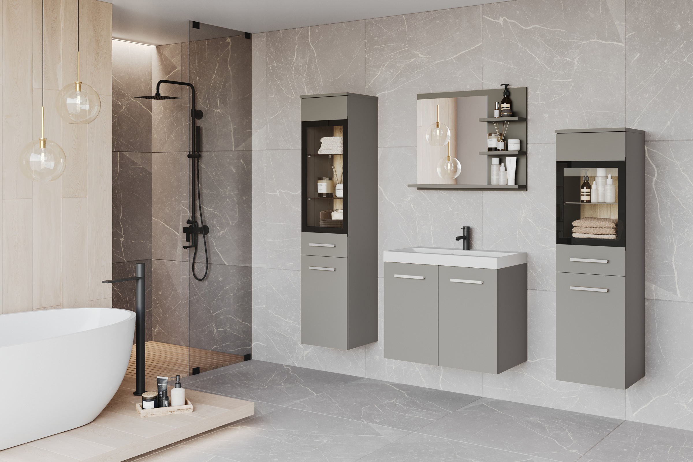 welltime Badmöbel-Set »MADRIT« Komplett-Set, mit Waschbecken, 5 Stk. tlg. günstig online kaufen