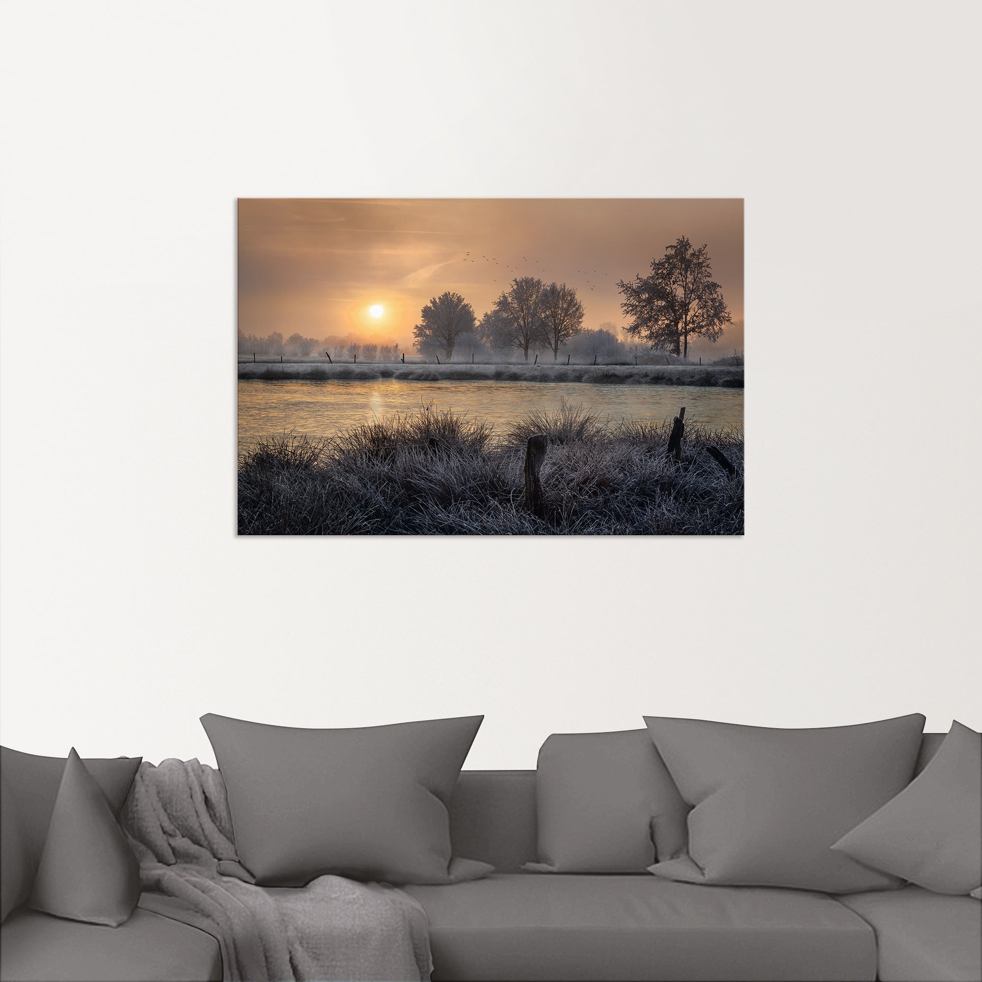 Artland Wandbild »Ein Wintertag beginnt«, Bilder vom Sonnenuntergang & -aufgang, (1 St.), als Alubild, Outdoorbild, Leinwandbild, Wandaufkleber, versch. Größen