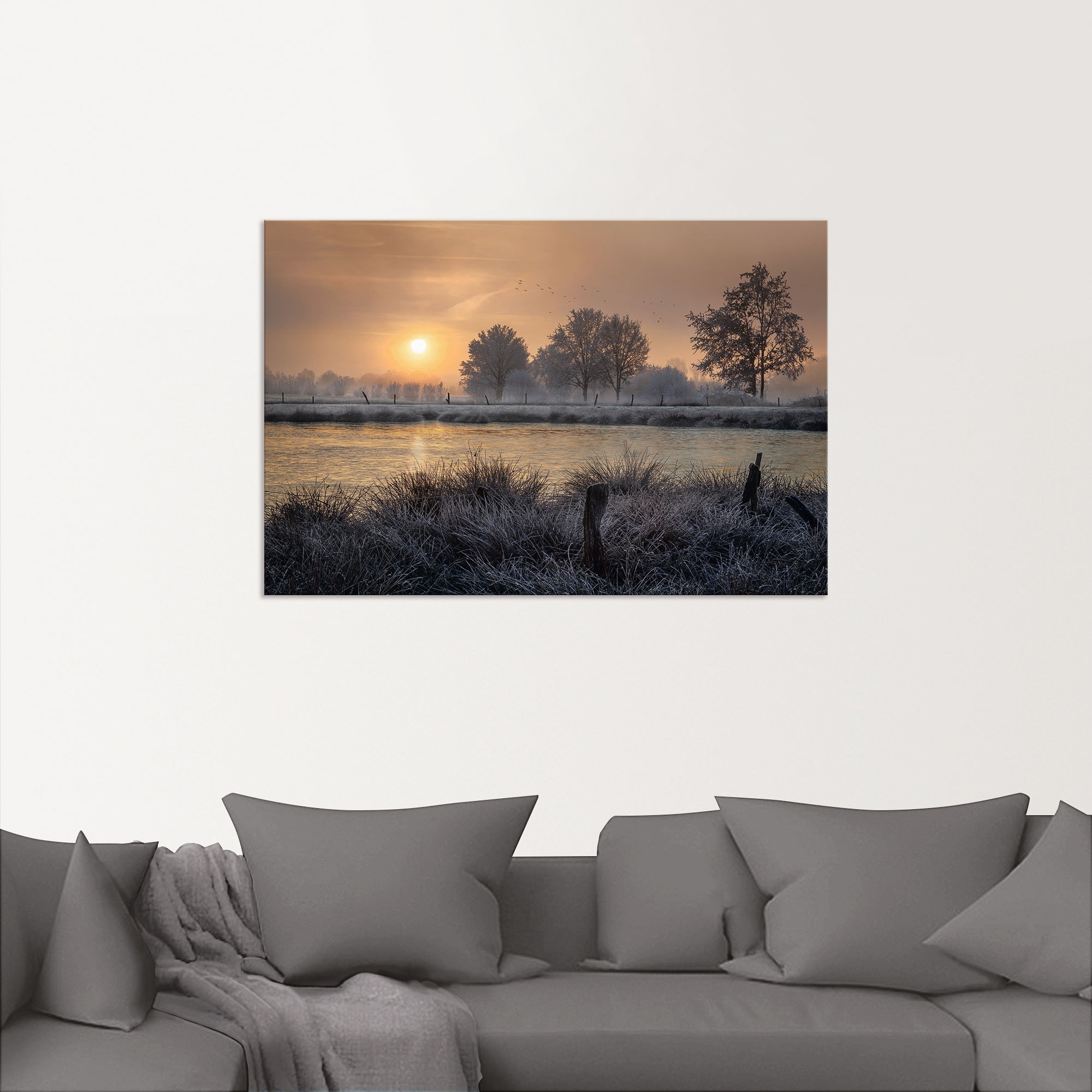 Artland Wandbild "Ein Wintertag beginnt", Bilder vom Sonnenuntergang & -auf günstig online kaufen