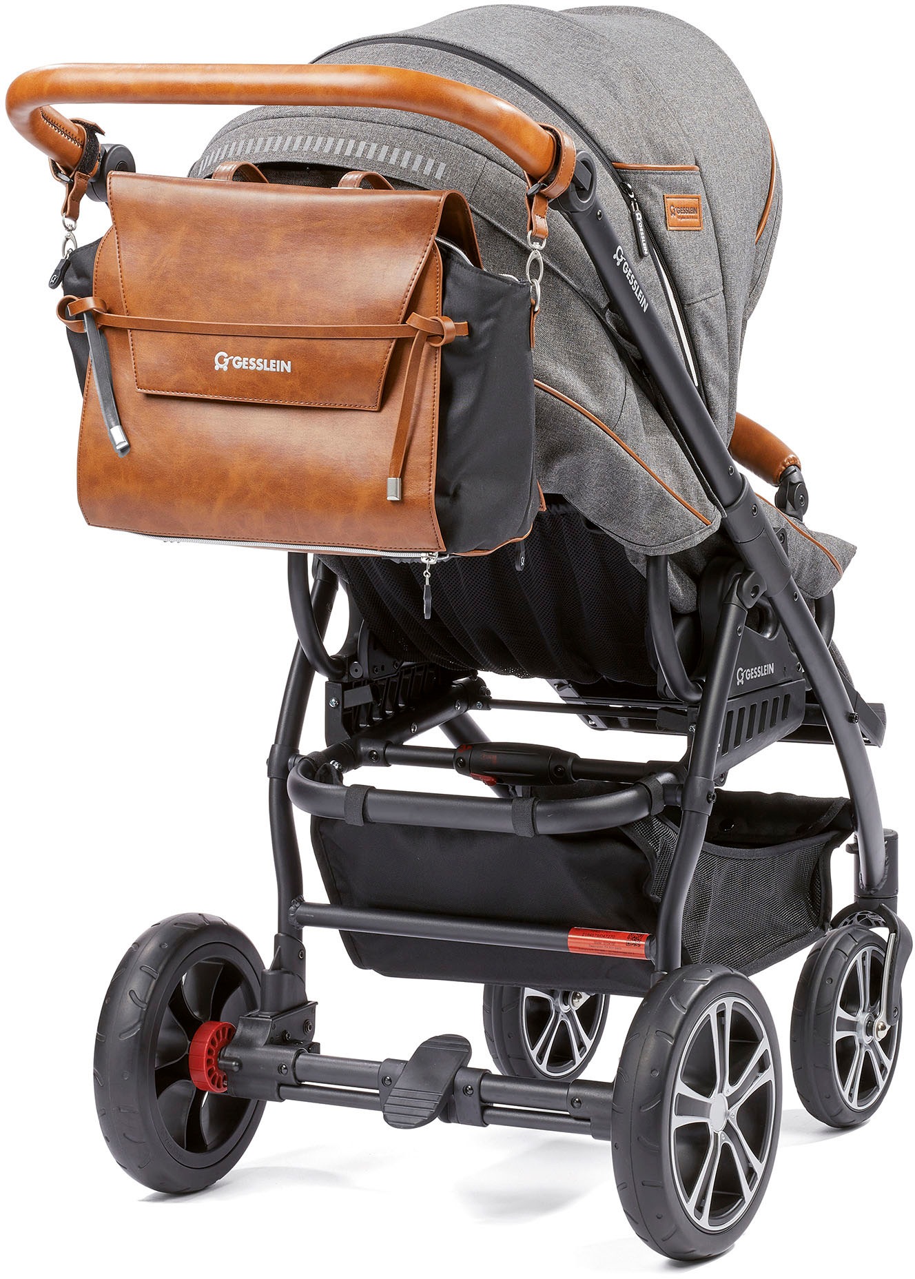Gesslein Wickeltasche »N°4 schwarz, beere«, mit Wickelauflage und Flaschenhalter, Made in Germany