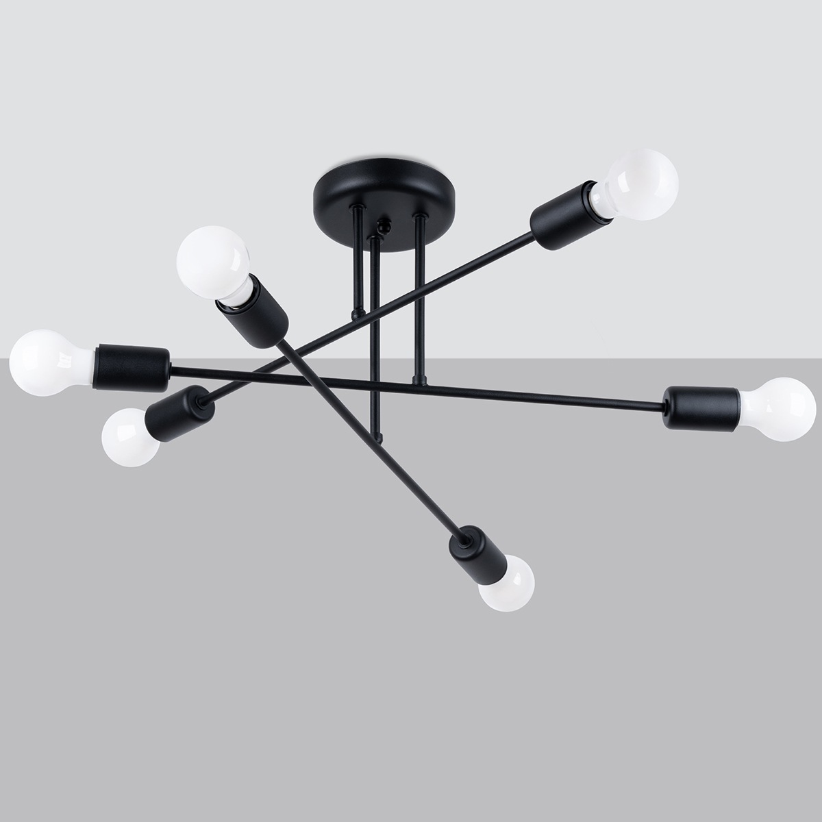 SOLLUX lighting Deckenleuchte »Kronleuchter NORAH 6R schwarz«, 6 flammig, L günstig online kaufen