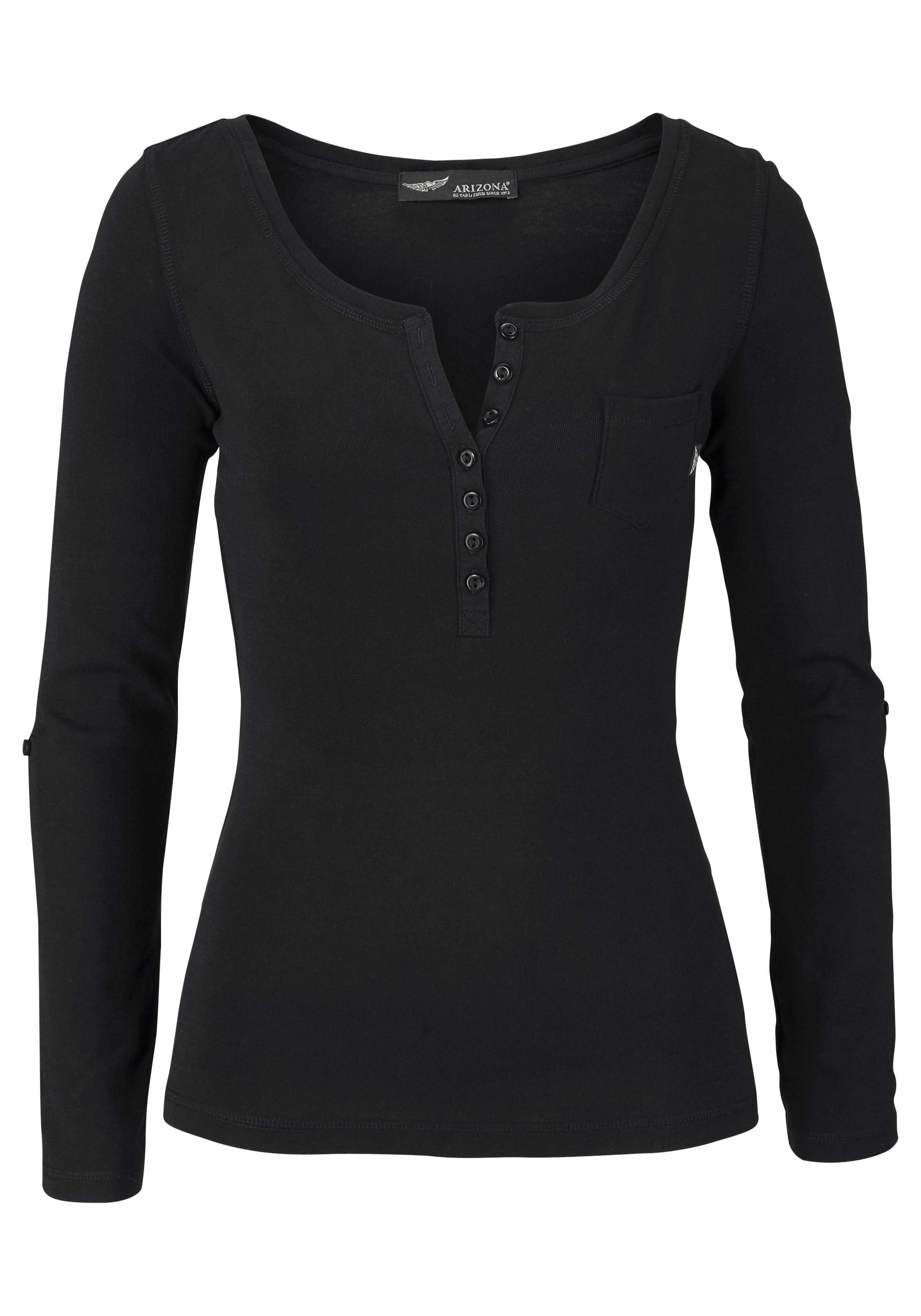 Arizona Langarmshirt sehr figurbetonter Schnitt,  unifarben,  Rundhalsausschnitt