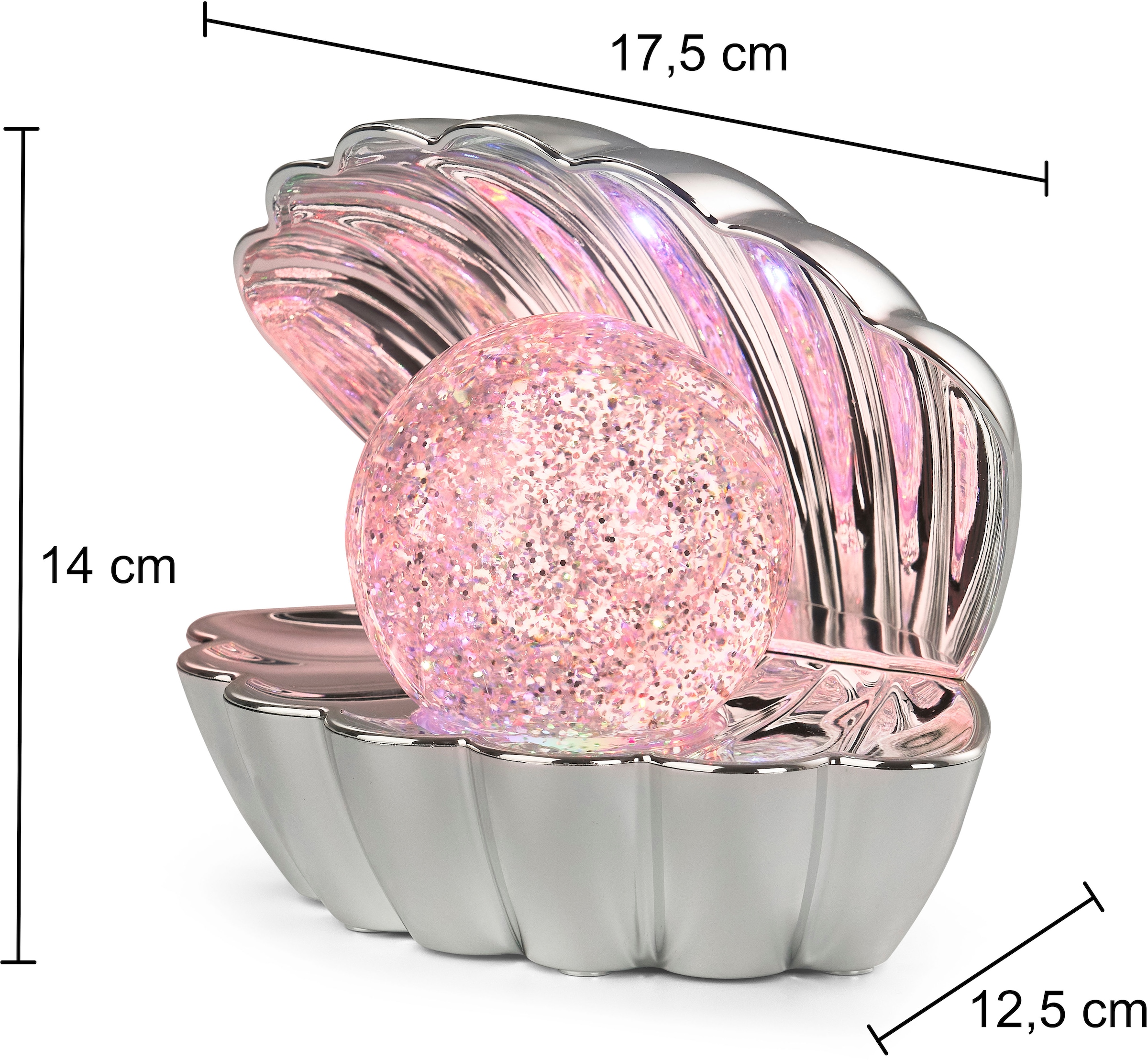 REALITY Leuchten LED Tischleuchte »SHELLY, Deko Tischlampe in Muschelform mit RGB Farbwechsel, 0,8W 15Lm« LED-Board 1 Stk. RGB Muschel Tischlampe mit Glitzerkugel und Farbwechsel inkl USB-Ladekabel