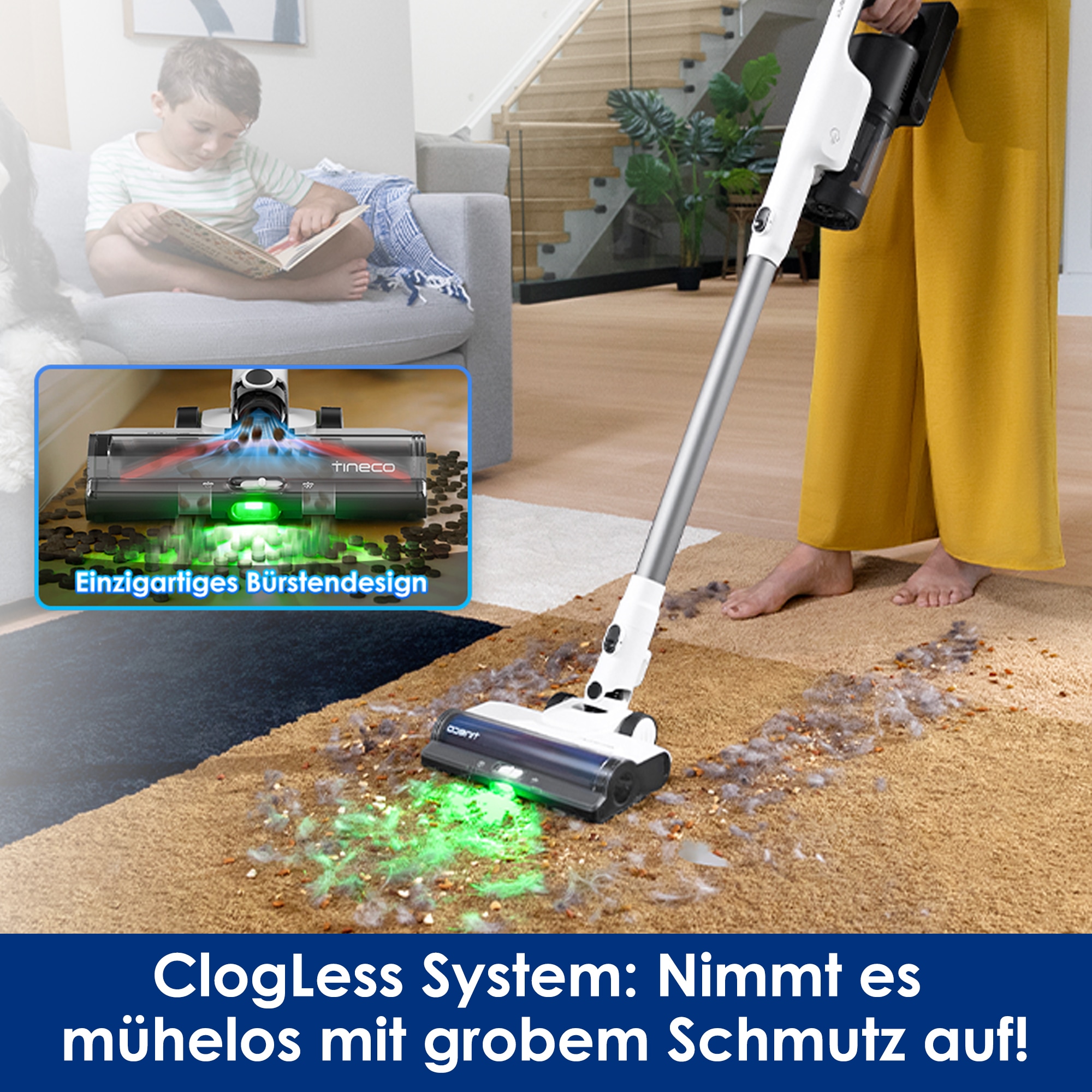 Tineco Akku-Stielstaubsauger »Pure One Station 5, 2x6-fach Filter für Allergiker und Tierhaushalte« Automatik Modus, Zyklonfilter, bis zu 70 Min Laufzeit, Akku wechselbar