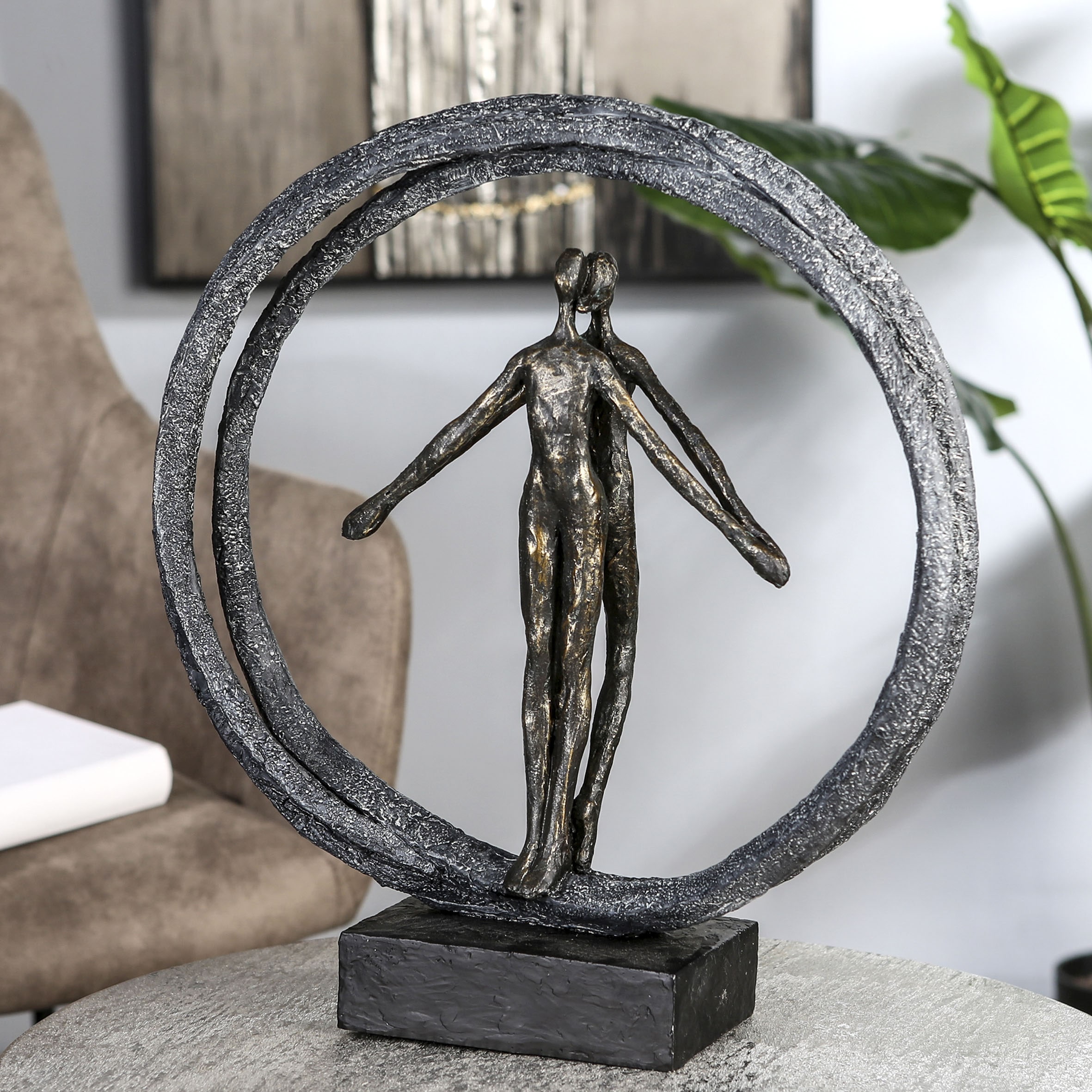 »Skulptur kaufen Polyresin Gilde bronzefarben/schwarz«, auf im bronzefarben/grau/schwarz, Raten Casablanca Dekofigur by Paar Ring,