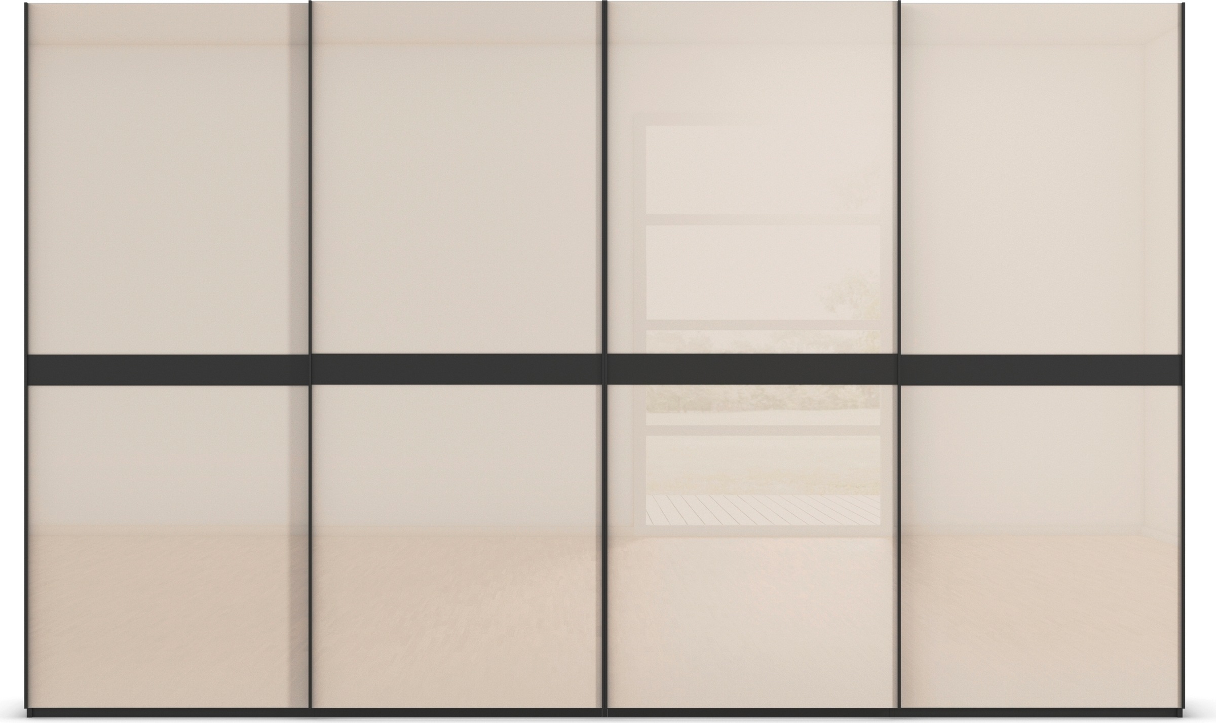 rauch Schwebetürenschrank »Kleiderschrank Schrank Garderobe Schlafzimmerschrank SCALE-LINE«, edle Optik mit Bauchbinde in Korpusfarbe mit Glasfront MADE IN GERMANY