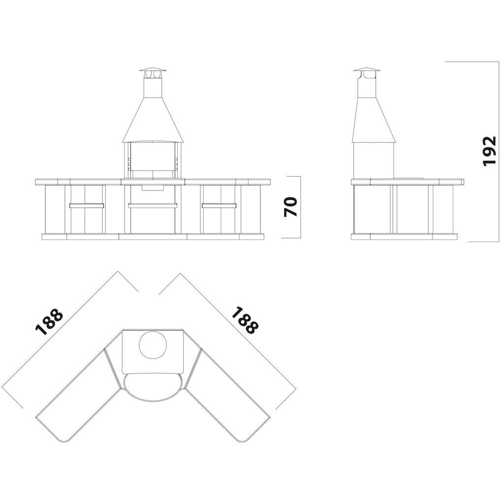 WELLFIRE Grillkamin »Ardea«, BxTxH: 188x73x192 cm