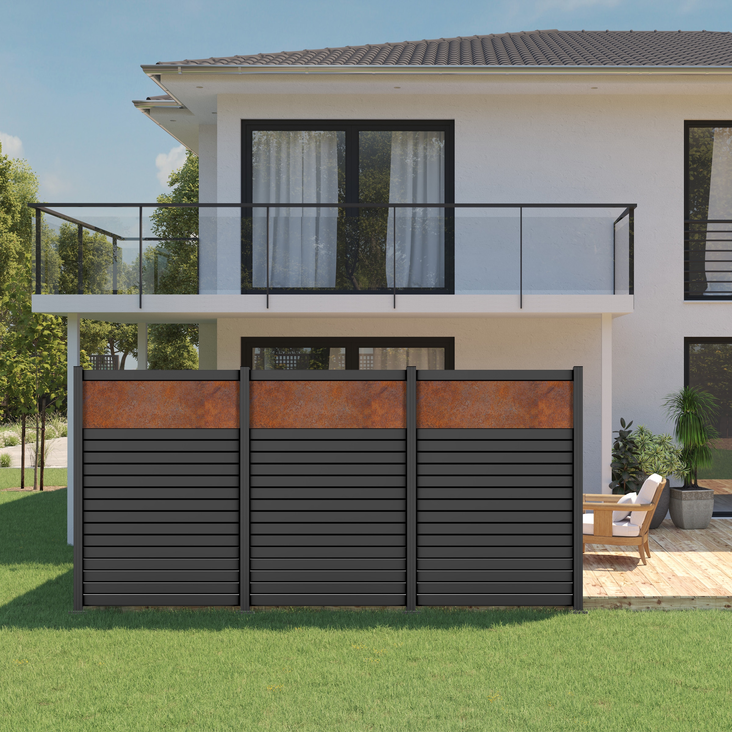 STAKET PRO Gartenzaun »Komplettzaun »Rhombus Mini« Breite 1200 mm + Cortenstahl«, Zaunhöhe 180 cm, Zaunlänge 2,484 - 3,726 m