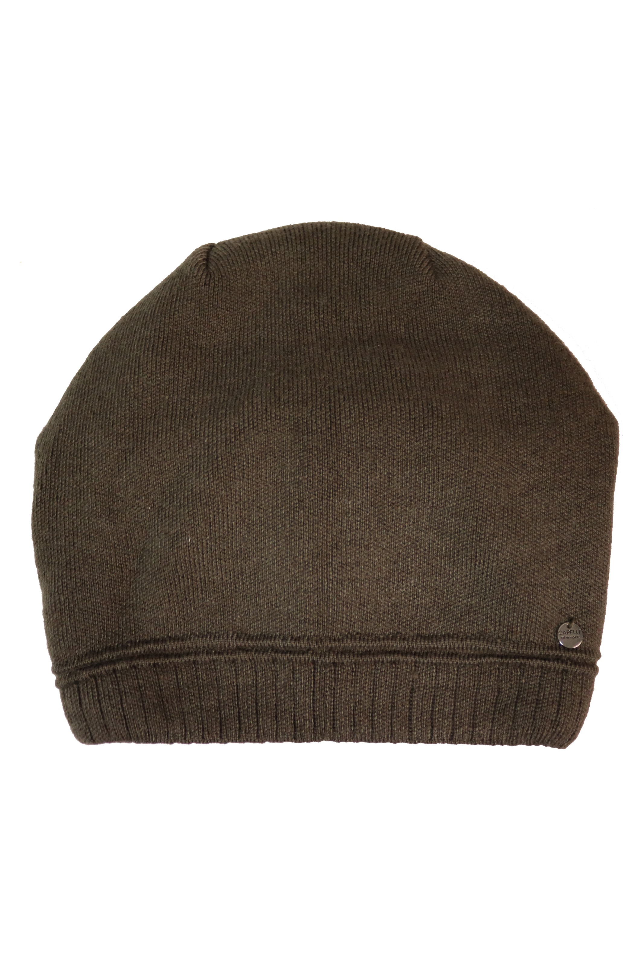 Capelli New York Beanie Metall-Logo, gerafft, Feinstrick