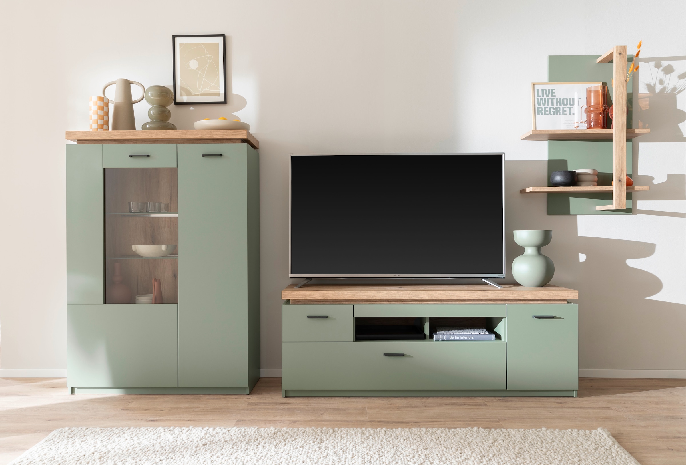 MCA furniture Wohnwand »MONIZ Wohnkomination 2«, (Komplett-Set, 3 St.), Türen/ Schubkästen gedämpft