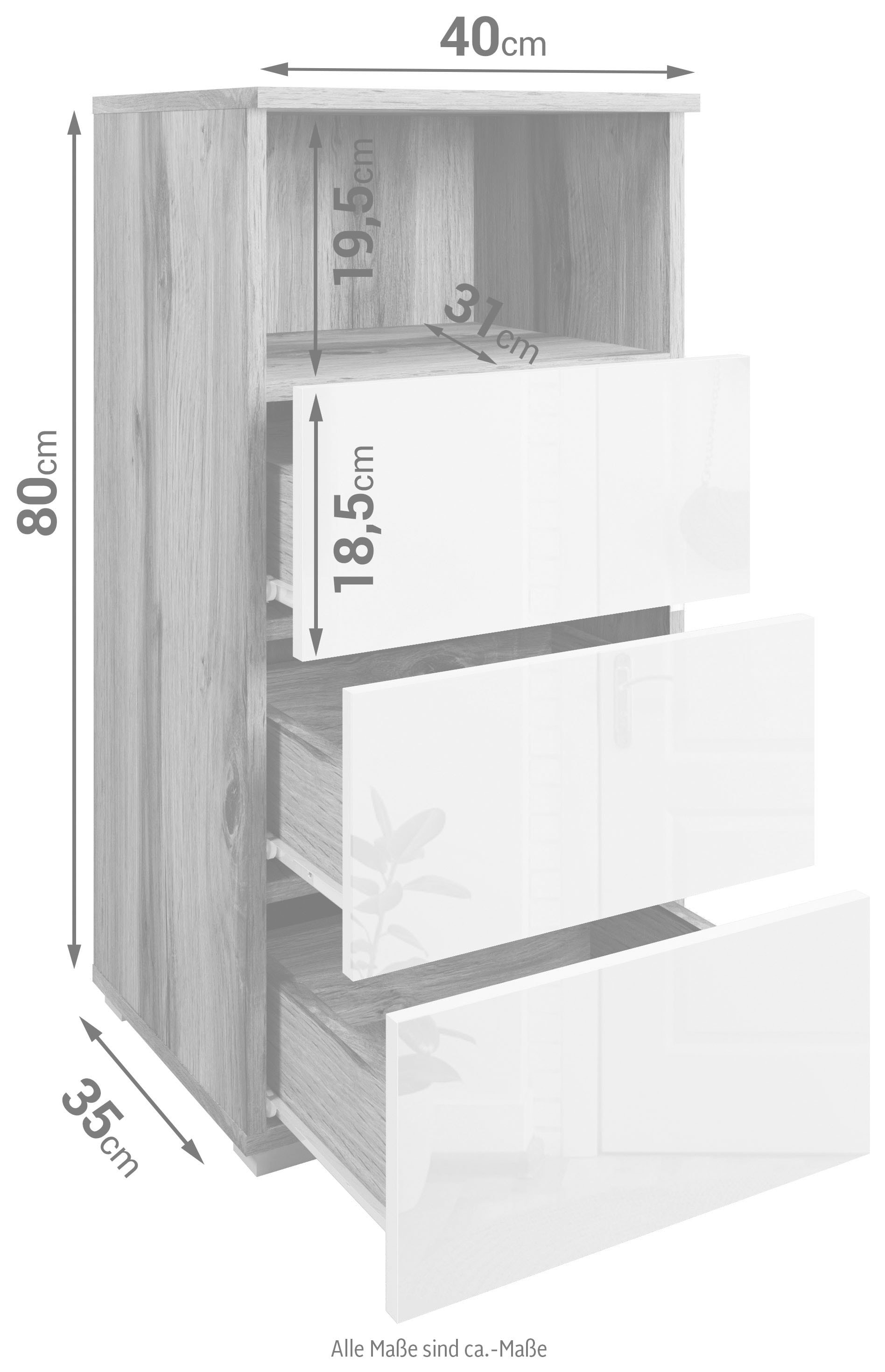INOSIGN Mehrzweckschrank »Paris«, mit 3 Schubkästen (Breite 40 cm)
