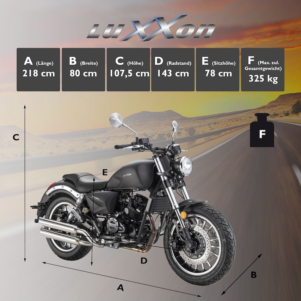 Luxxon Motorrad »LuXXon Silverglide«, 124 cm³, 85 km/h, Euro 5, 9,9 PS