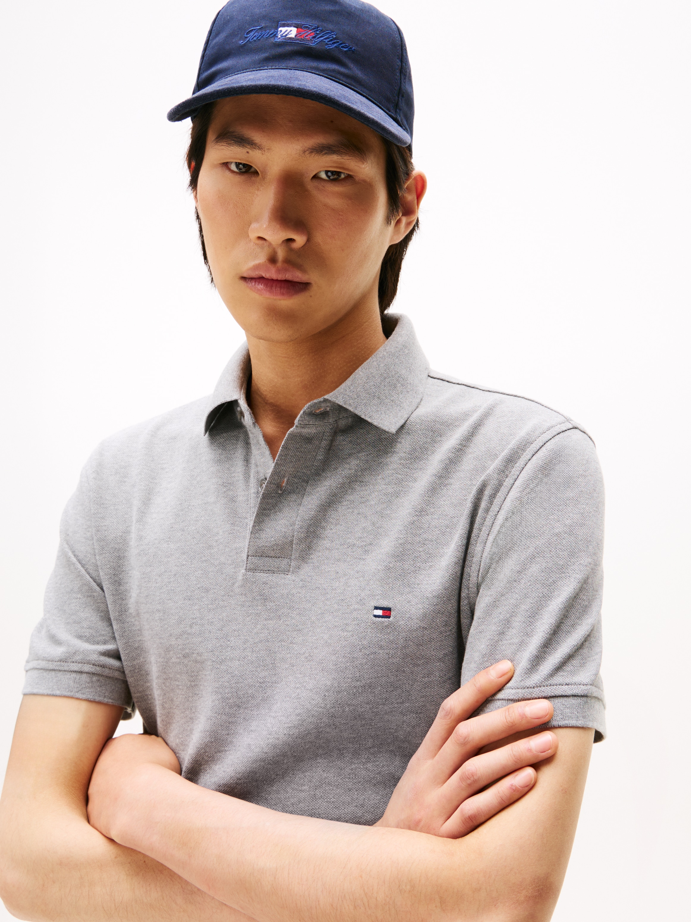 Tommy Hilfiger Poloshirt »1985 REGULAR POLO mit Kontraststreifen und Knopfleiste«, unifarben, sportlich, regular fit, Baumwollmix, Polokragen