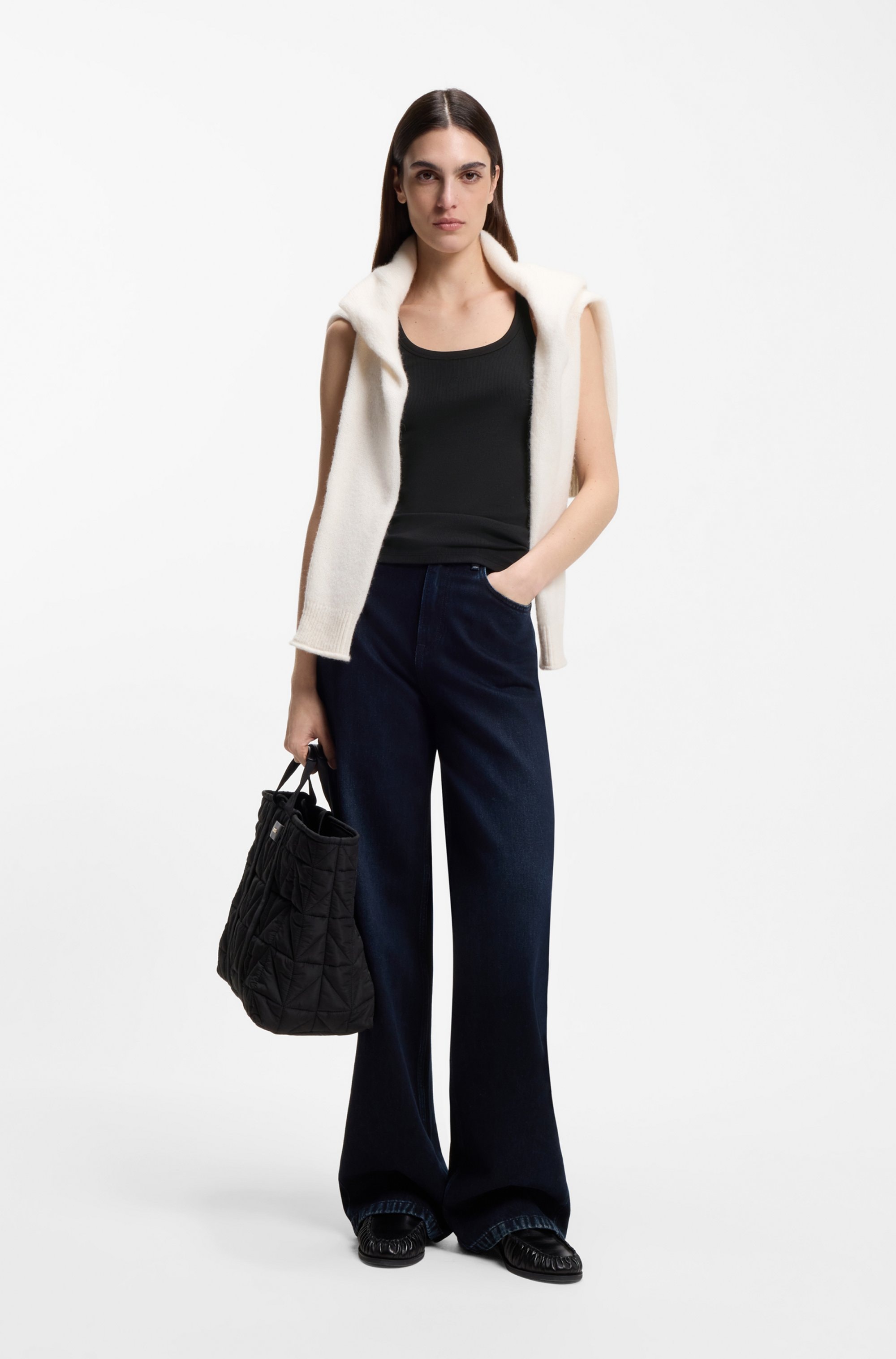 BOSS ORANGE Ripptanktop »Epetite Premium Damenmode« Slim Fit mit Logostickerei