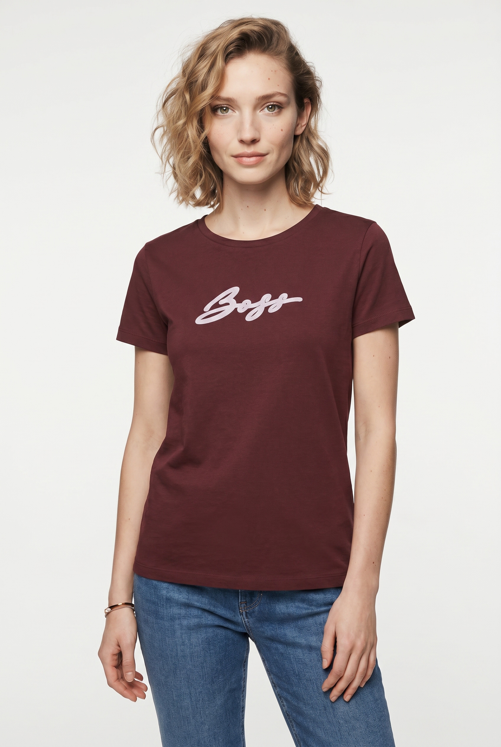 BOSS ORANGE T-Shirt »Elove Premium Damenmode« mit Logoschriftzug, Slim Fit