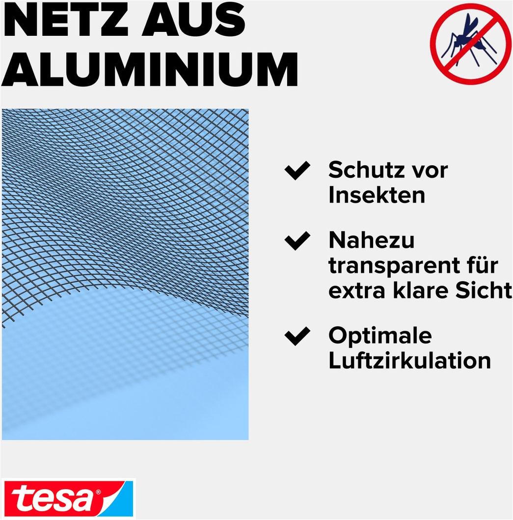 tesa Fliegengitter-Gewebe »Nachfüllrolle Aluminium - Alu-Gitter Ersatzrolle für Fliegengitter« Packung, Nachfüllrolle, 1 Stk. tlg. INSECT STOP Ersatz-Rolle 120 cm x 250 cm