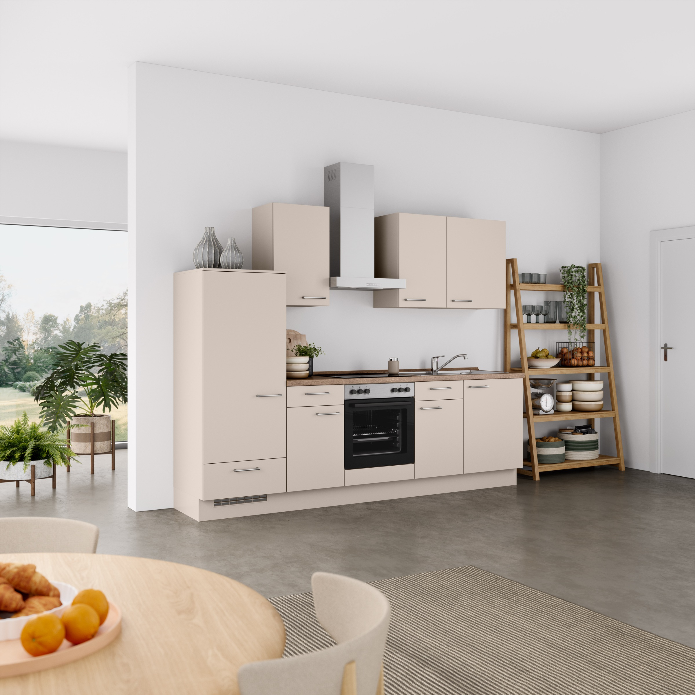 nobilia® Küchenzeile »"Laser I", Ausrichtung wählbar, Breite 270 cm« vormontiert, wahlw. mit unterschiedlichen E-Geräten-Sets