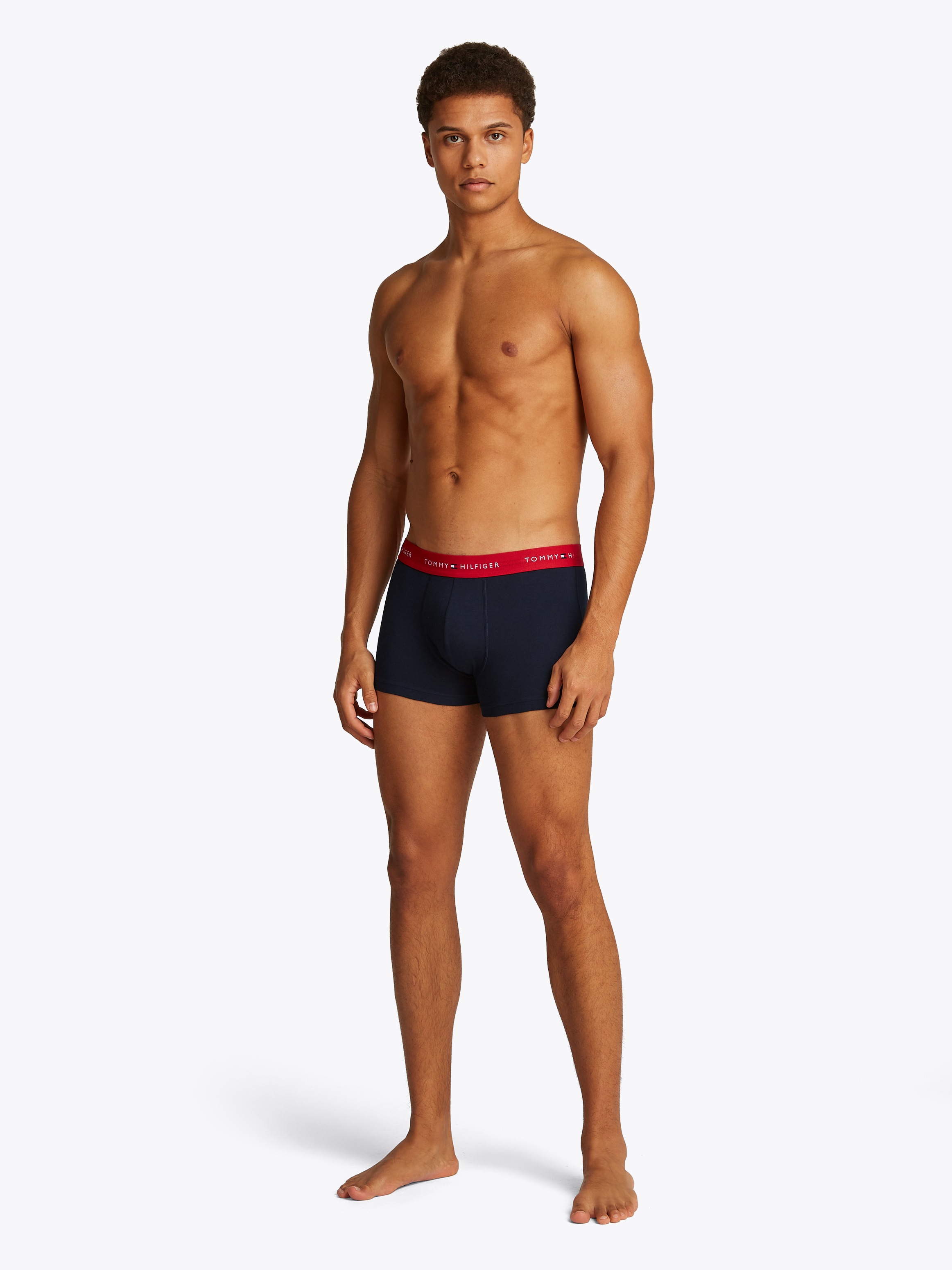 Tommy Hilfiger Underwear Boxer »TRUNK 3 PACK«, (3 St.), mit kontrastfarbenem Logobund