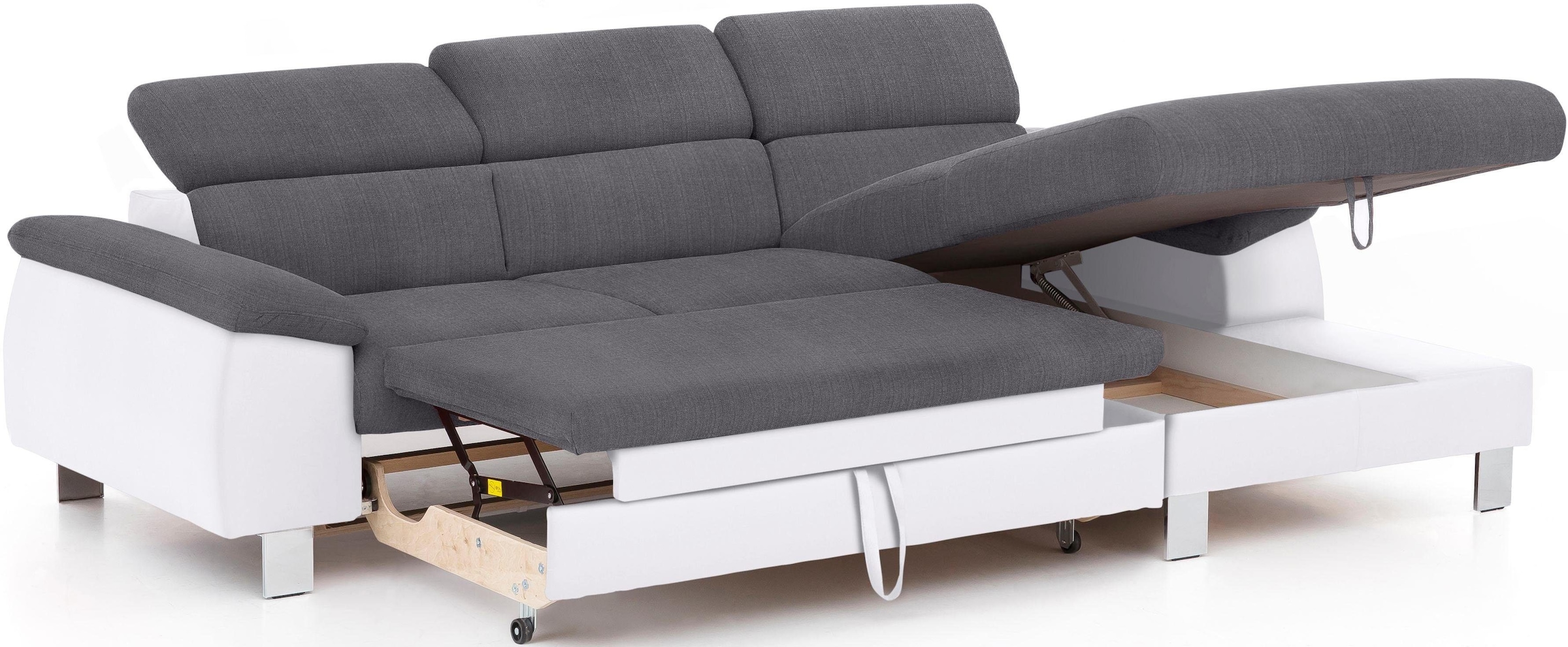 COTTA Polstergarnitur »Komaris L-Form«, (Set), Set bestehend aus: Ecksofa mit Kopfteilverstellung & Hocker