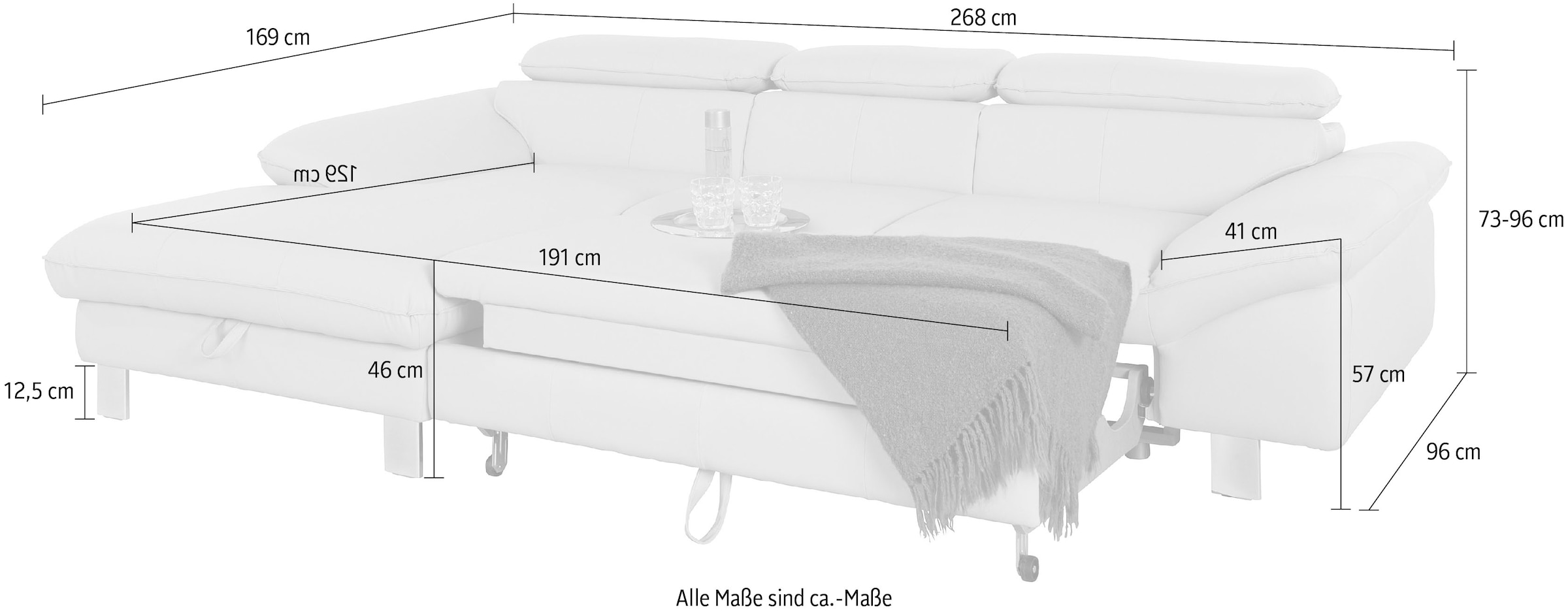 COTTA Ecksofa Driver, mit Kopfteilverstellung, wahlweise mit Bettfunktion