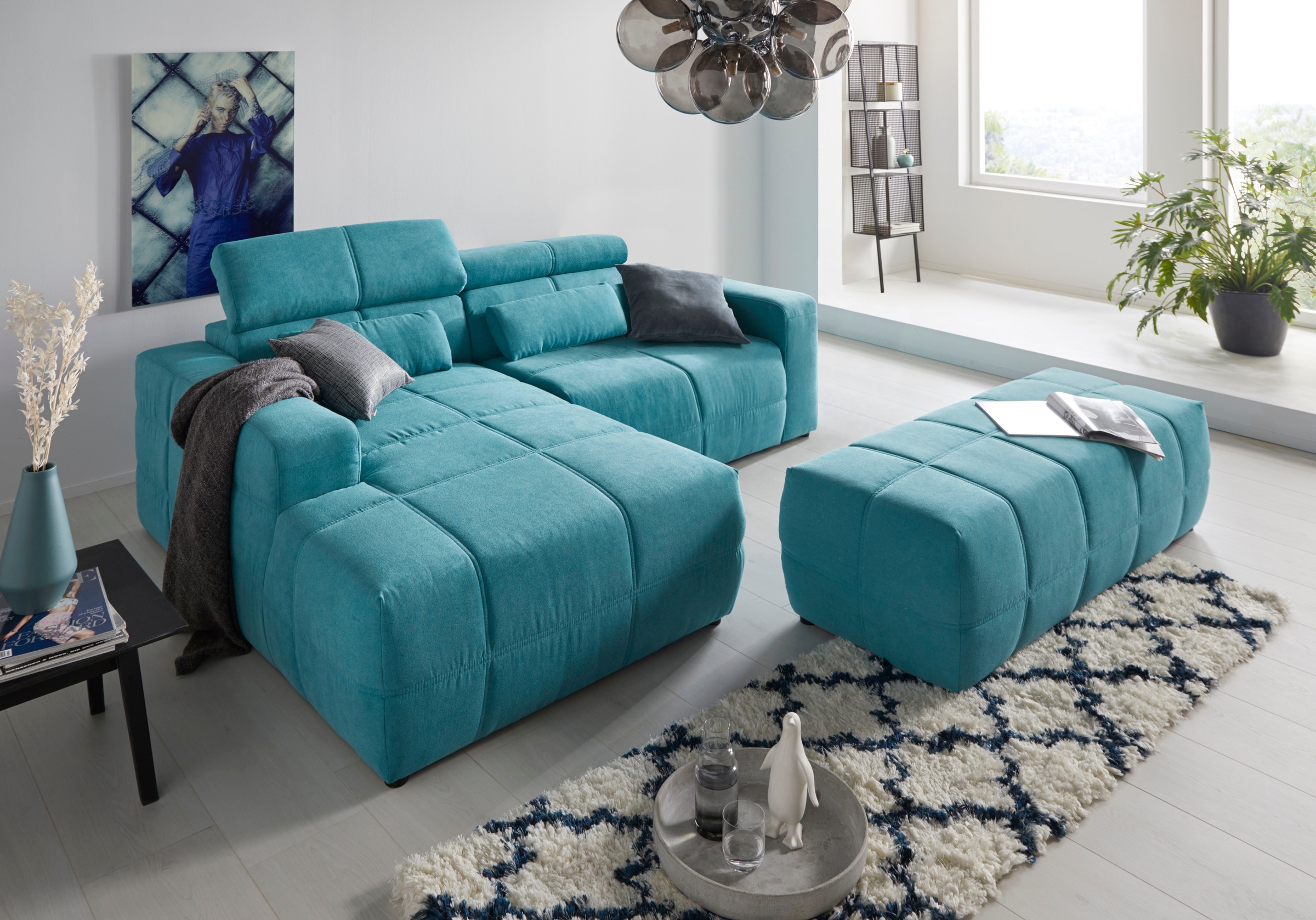 DOMO collection Ecksofa »Brandon, inkl. Kopfteilverstellung, B/T/H: 214/100 günstig online kaufen