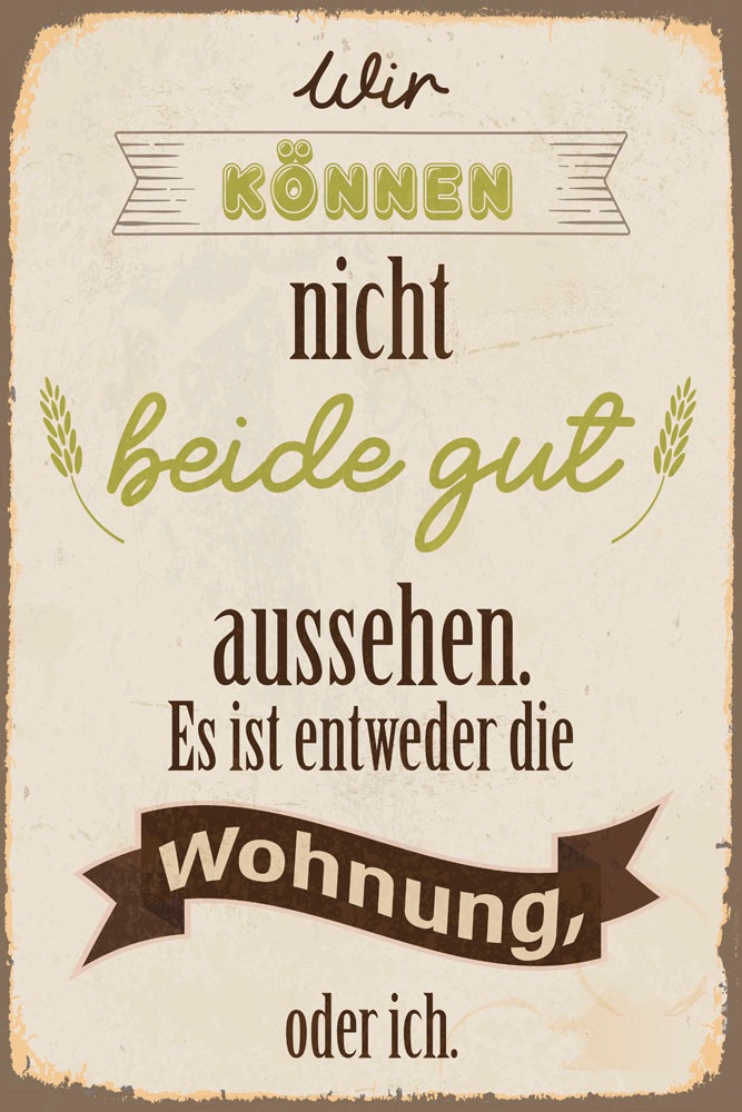 queence Metallbild »Looking good«, Schriftzüge-Schriftzug, (1 St.), Stahlschilder