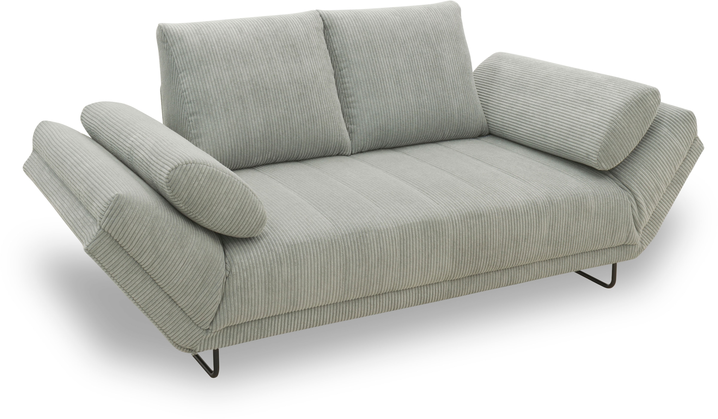 INOSIGN Schlafsofa »Jadelyn mit klappbaren Armlehnen,«, Federkern, Cord-Bezug, incl. 2 Armlehnkissen, Liegefläche 97x250 cm