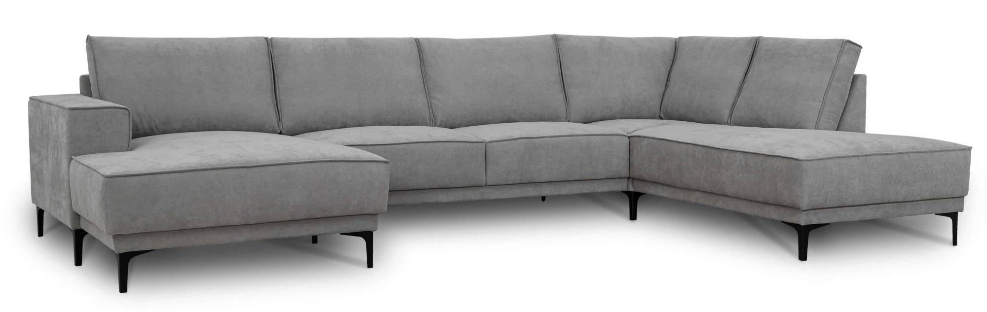 Places of Style Wohnlandschaft »XXL Sofa Oland, Struktur, Flachgewebe, Luxus-Microfaser, Boucle«, U-Form, 345 cm, Wellenunterfederung, Skandi-Design, Metallfüße