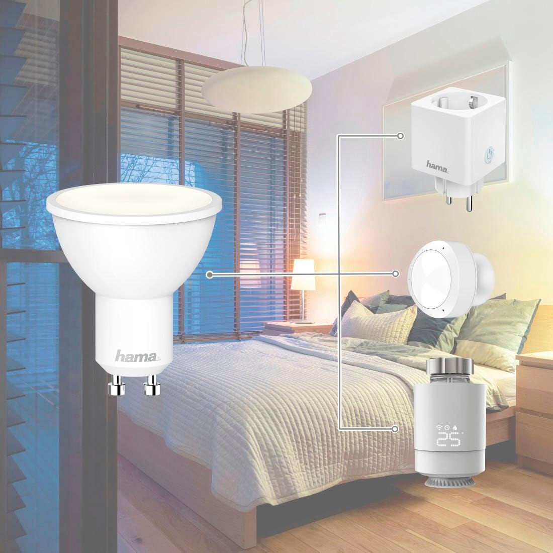 Hama LED-Leuchtmittel »WLAN LED Lampe, GU10,5W, für Sprachsteuerung, Appsteuerung, Weiß«, GU10