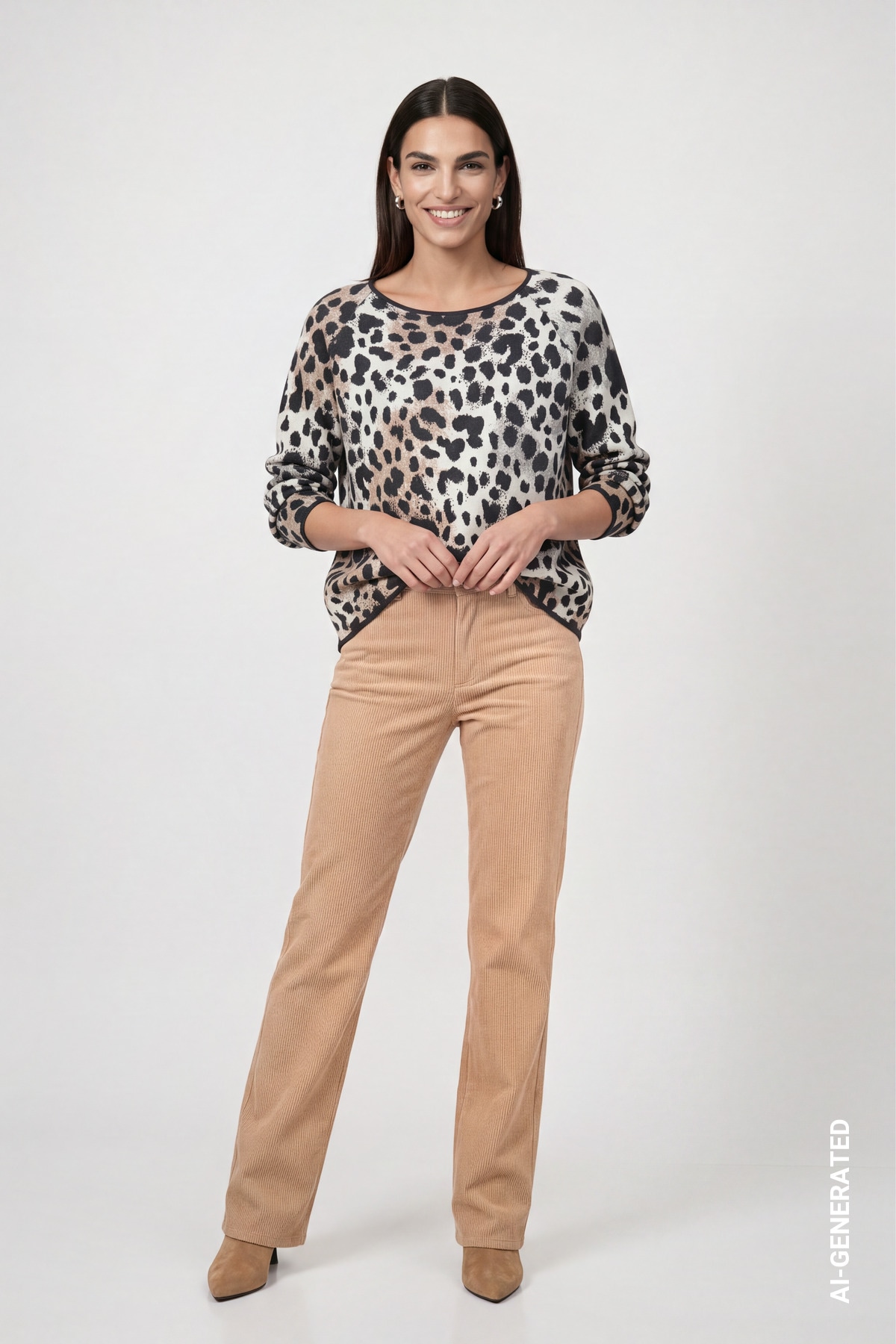 Monari Rundhalspullover »Pullover Leojacquard« Regular fit mit Leomuster