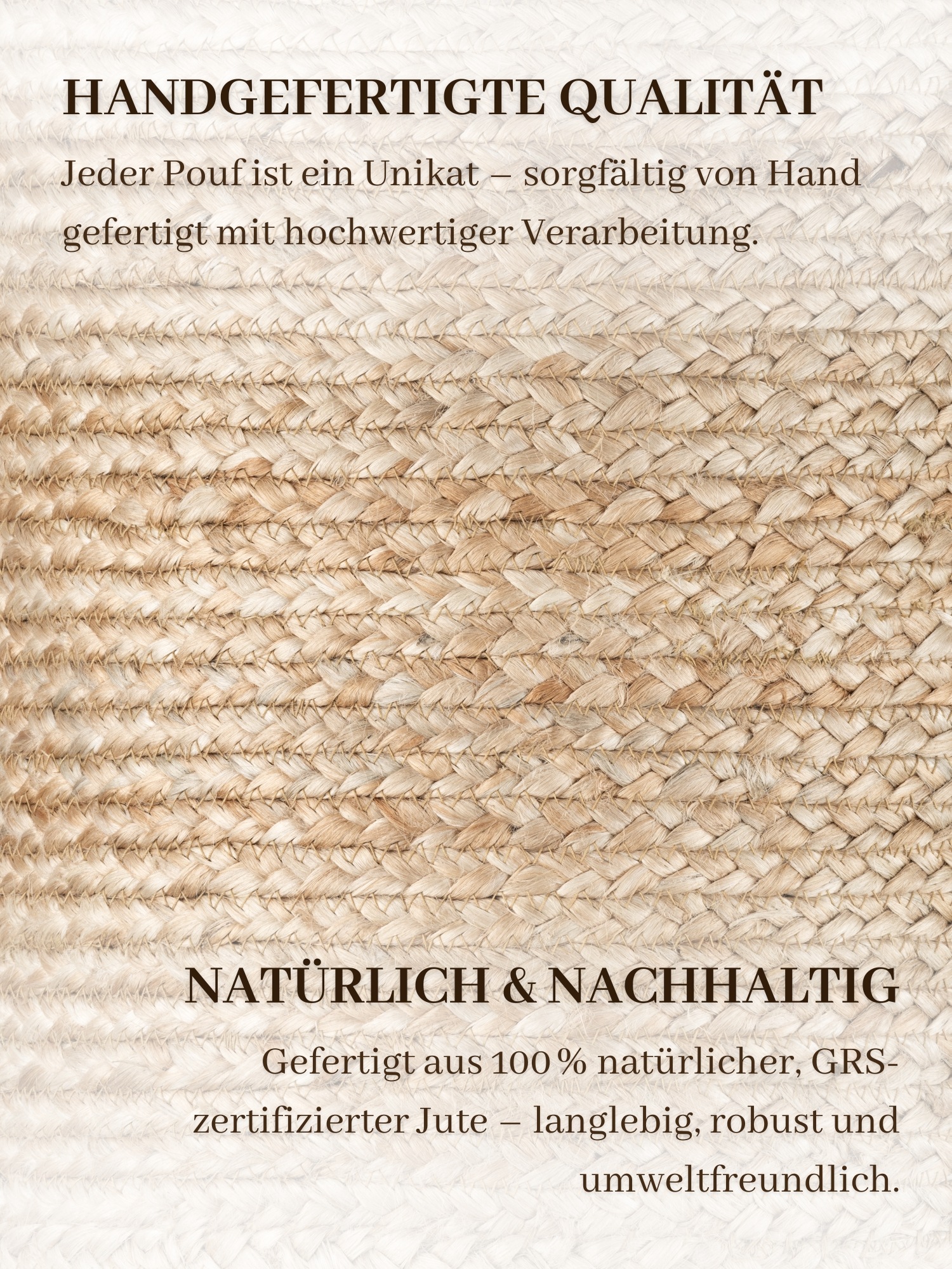 HANSE Home Pouf »Jutta, Jute«, (1 St.), Jute, Natur, Wohnzimmer, Esszimmer, Schlafzimmer, Flur, Modern, Boho