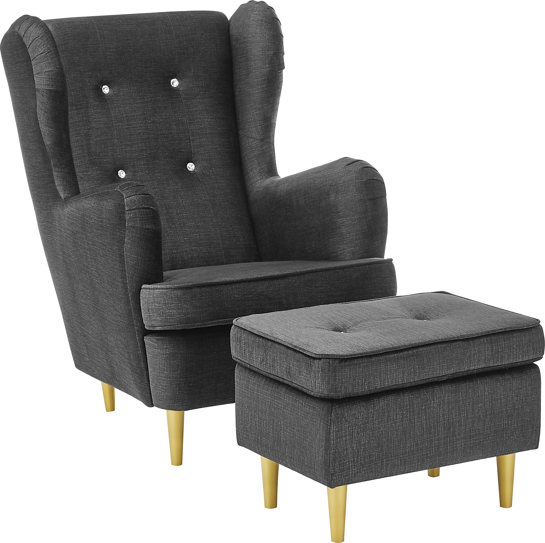 ED EXCITING DESIGN Ohrensessel »Tom«, mit Strasssteinen und goldenen Füßen