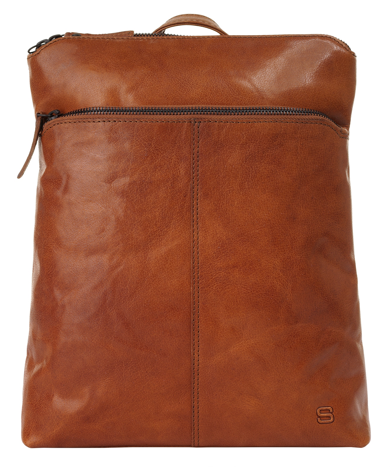 Shopper, echt Leder, Gr. B/H/T: 31 cm x 26 cm x 8 cm onesize, cognac