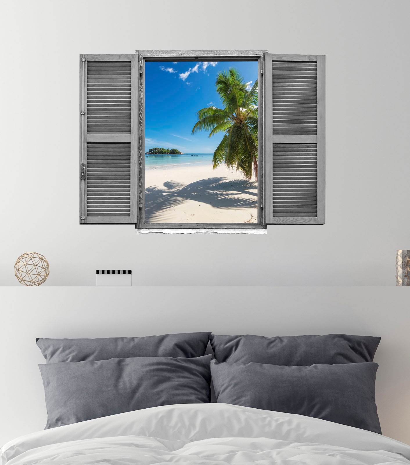queence Wandtattoo »Palmen im Sand«, (1 St.), Wandsticker, Wandbild, selbstklebend, 3D, Fenster