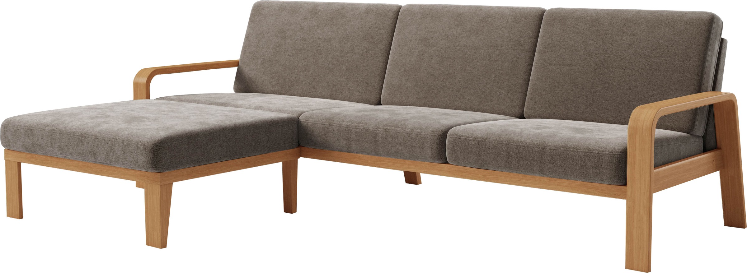 sit&more Ecksofa »Kolding L-Form«, Armlehnen aus eichefarbigem Buchenholz, verschiedene Bezüge und Farben