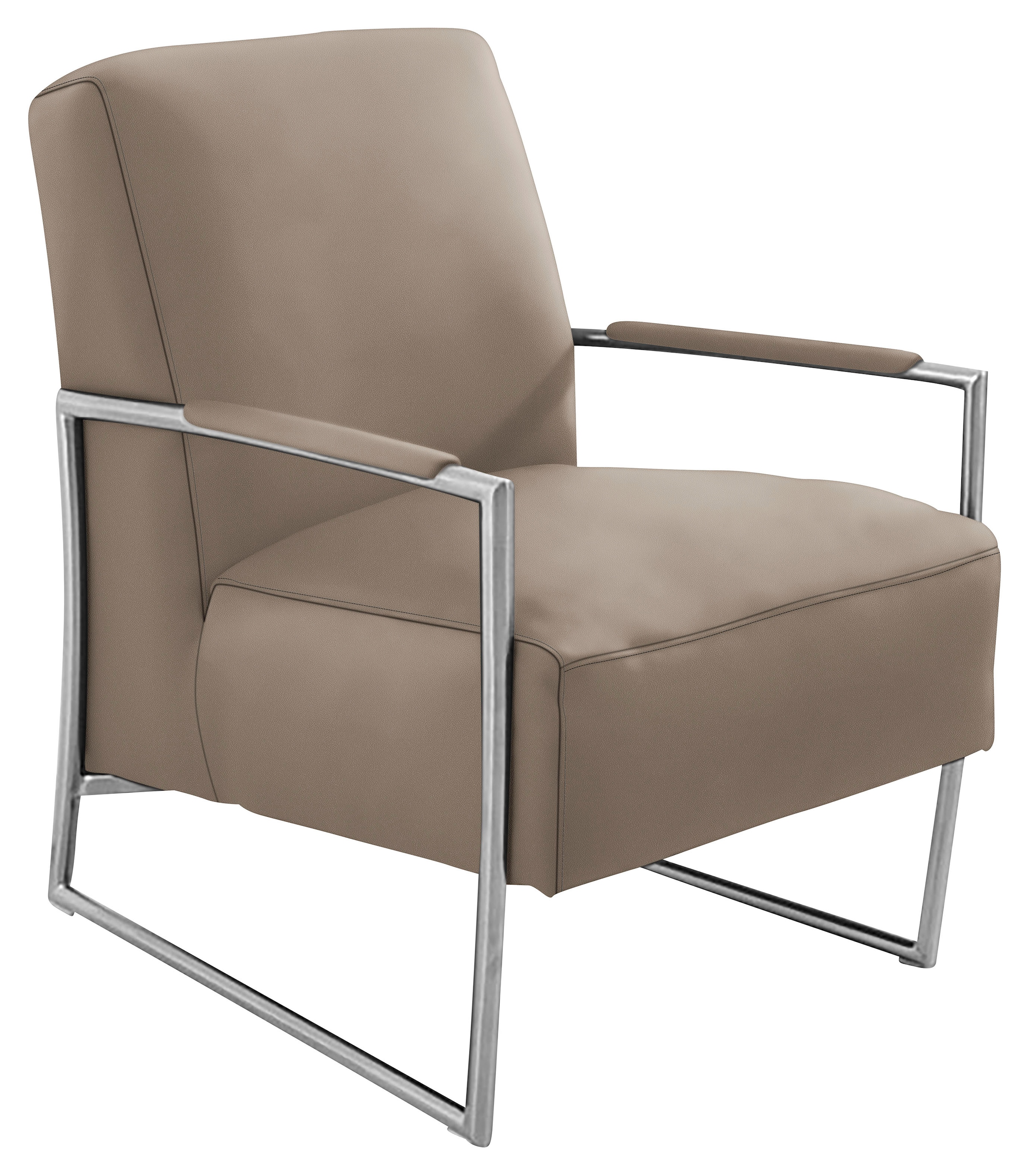 K+W Komfort & Wohnen Cocktailsessel, mit bezogenen Armlehnen, Gestell in Metall Edelstahloptik