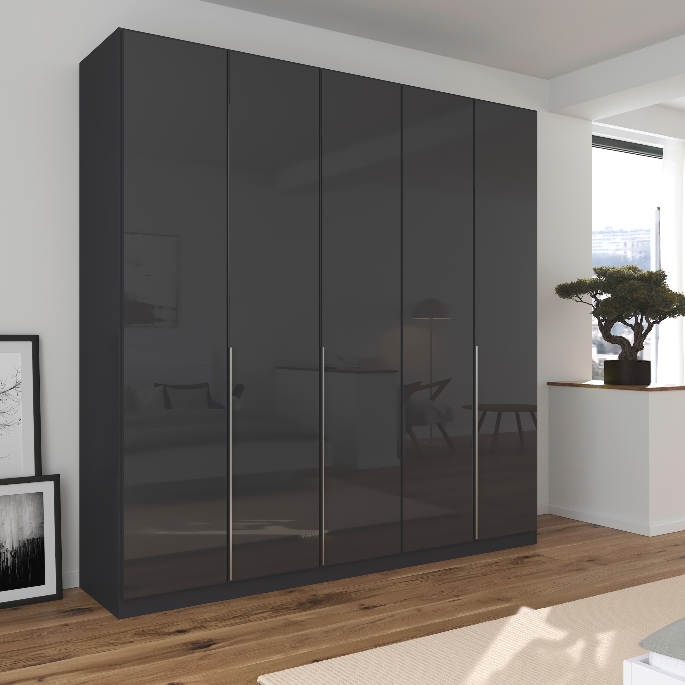 rauch Drehtürenschrank »Kleiderschrank Kleiderschränke Schrank Garderobe AGORDO mit Glasfront«, (in zwei Griff-Farben), durchdachte Innenausstattung, in 6 Breiten und 2 Höhen MADE IN GERMANY
