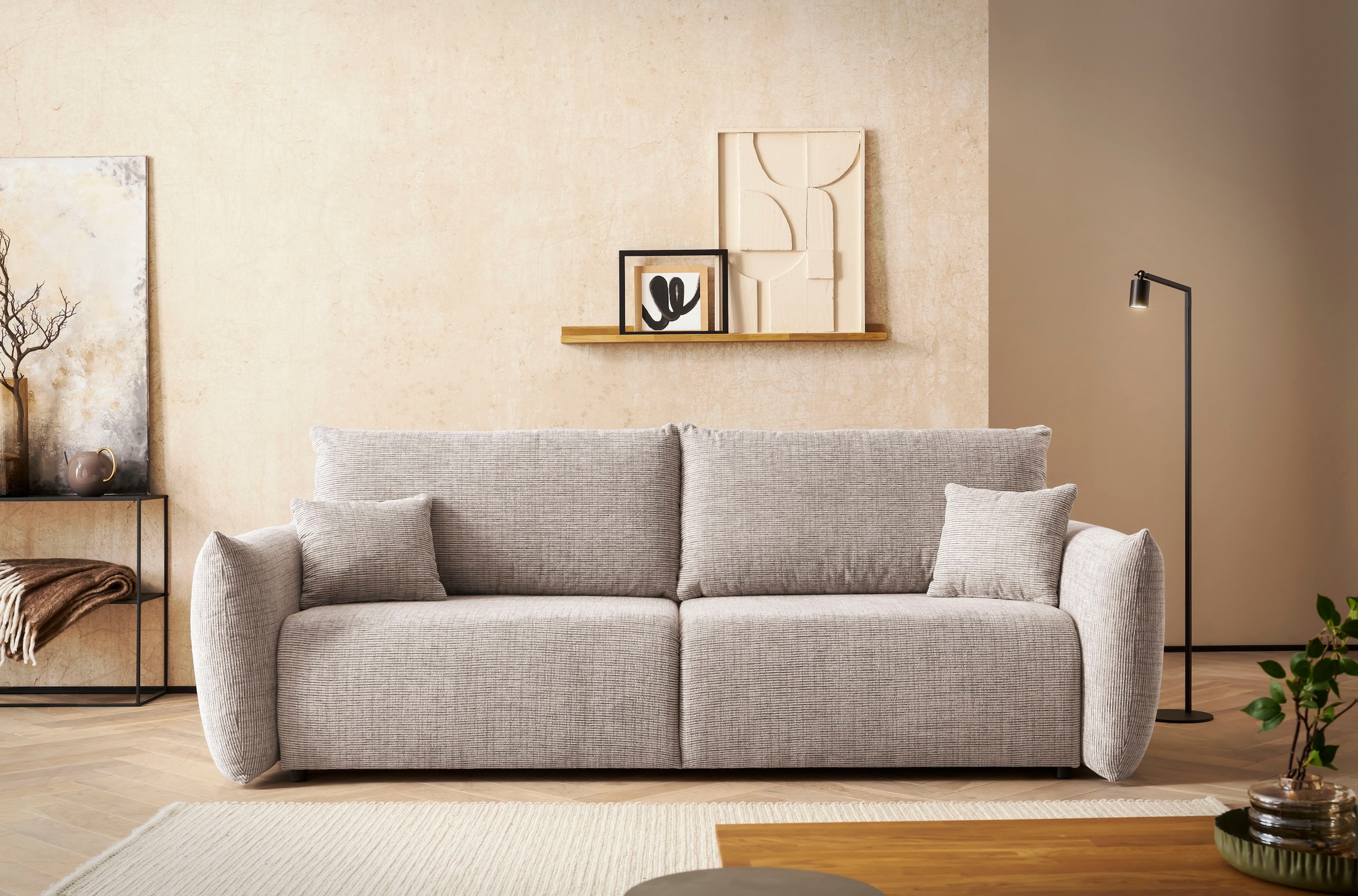 INOSIGN 3-Sitzer »MAVAS Schlafsofa mit Bettkasten«, ca.240/108cm (Liegefläche 212/145 cm), Cord, Chenille, Struktur