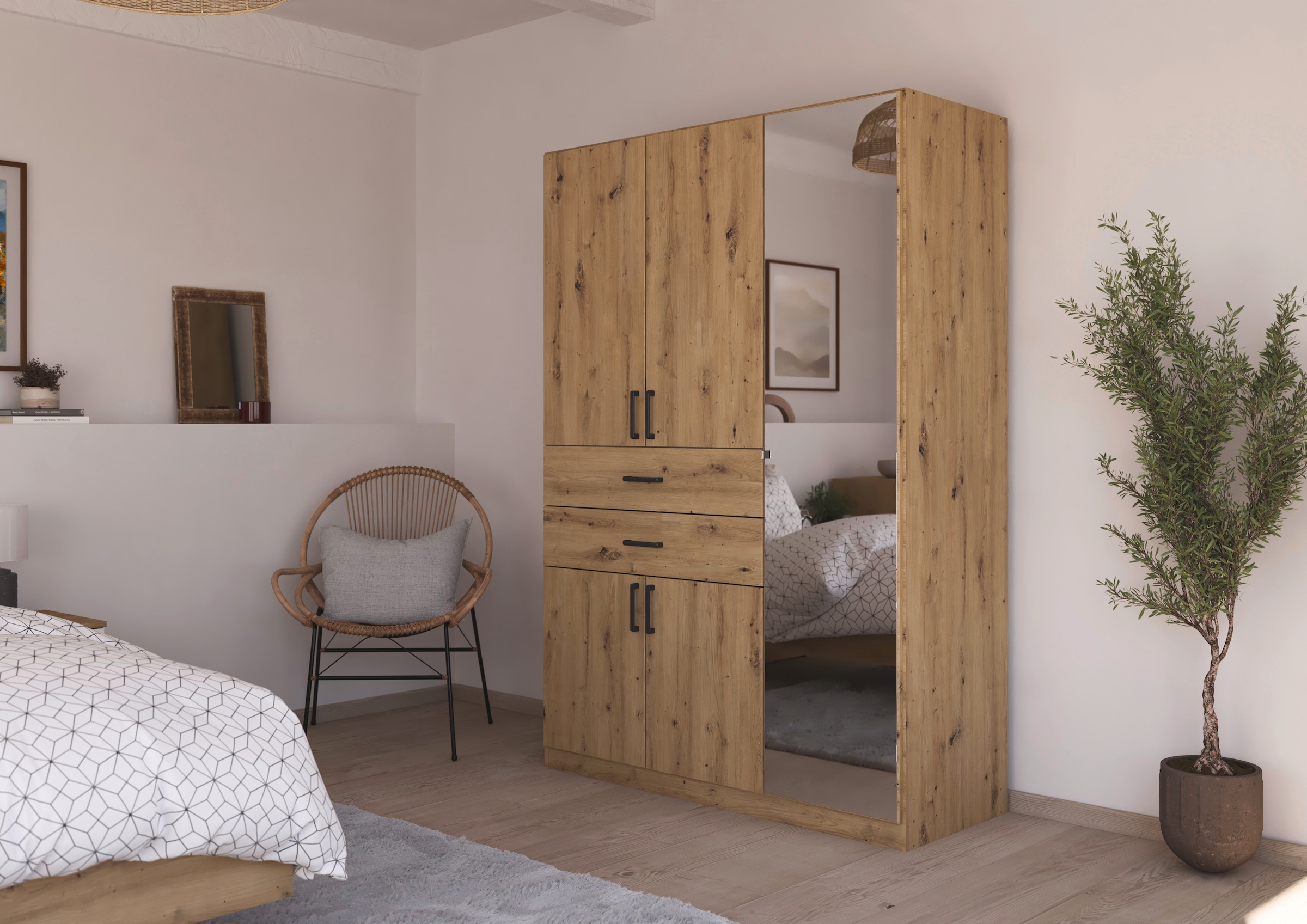 rauch Drehtürenschrank "Maika" mit Spiegel, 2 Schubladen, in verschiedenen günstig online kaufen