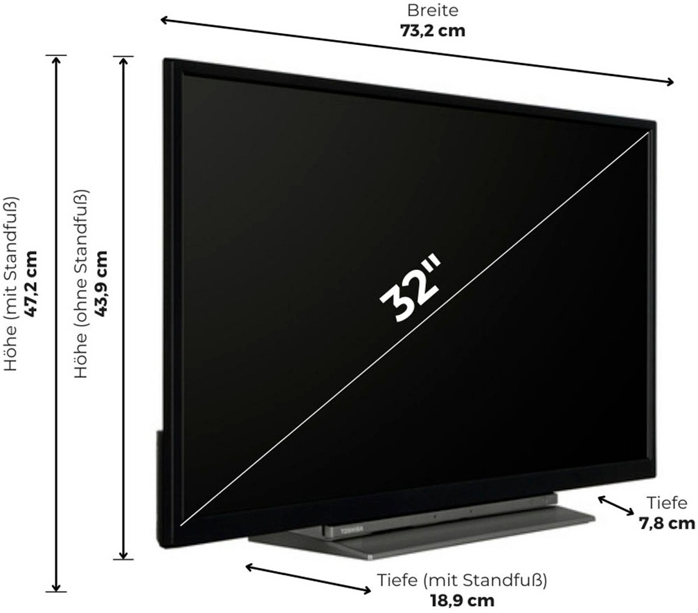 Toshiba LED-Fernseher »32LK3C63DAA/2«, Full HD, Smart-TV