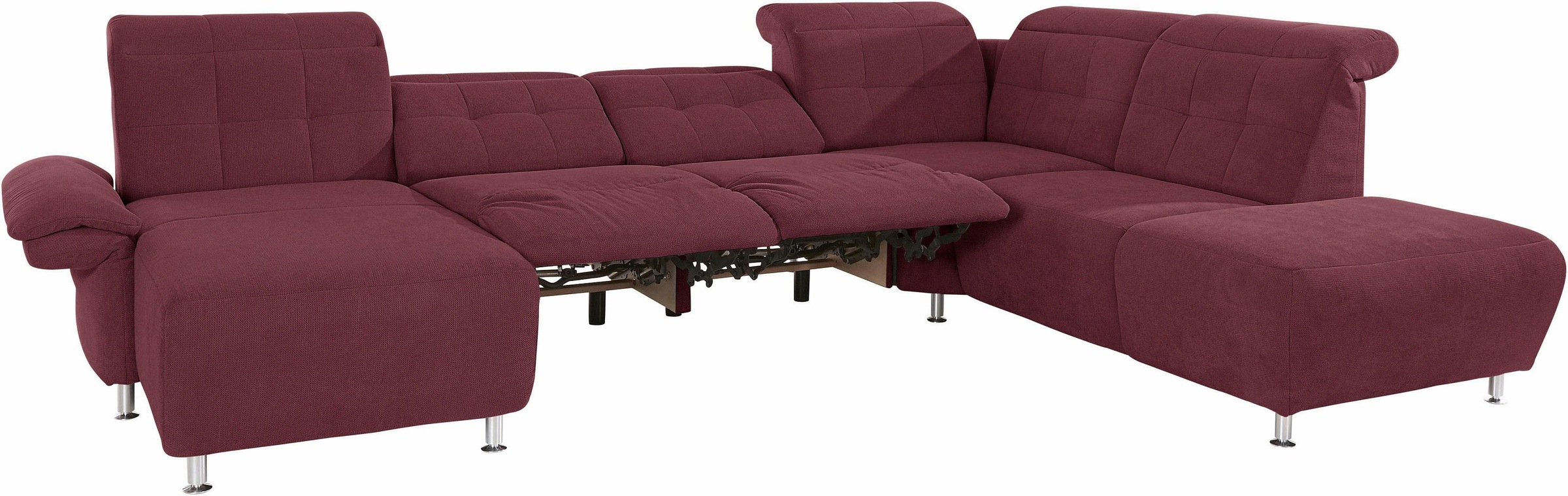 Places of Style Wohnlandschaft »Manhattan U-Form«, 2 Sitze mit elektrischer Relaxfunktion, verstellbare Armlehnen