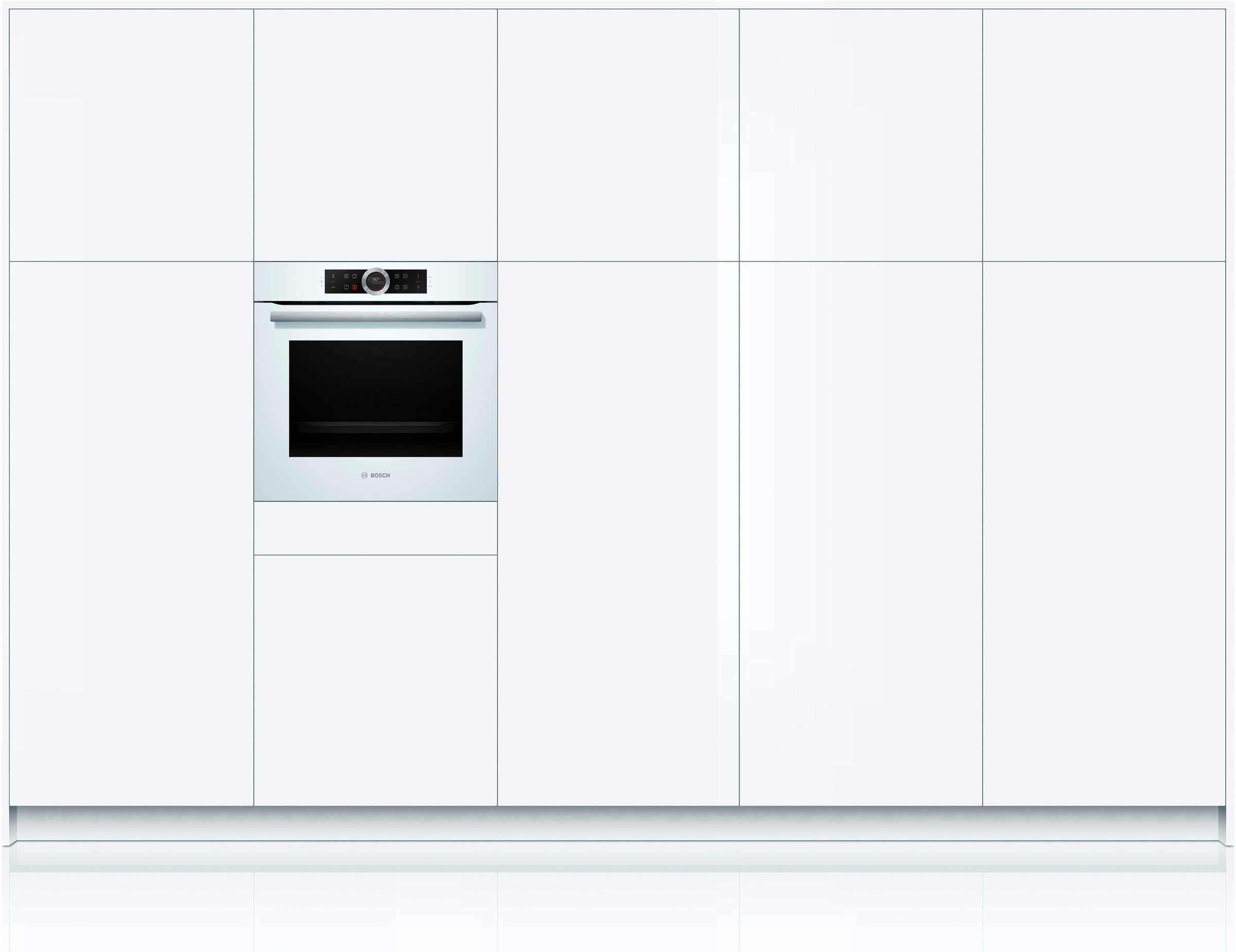 7. Bild von BOSCH Einbaubackofen »HBG635B«, Serie 8, mit Teleskopauszug nachrüstbar, ecoClean Direct, 4D-Heißluft-Eco-Ober-/Unterhitze Eco-Umluft-Infra-Grill-Großflächen-/Kleinflächengrill-Pizzastufe-Sanftgaren-Vorwärmen-Warmhalten-Auftaustufe, mit Pizzastufe