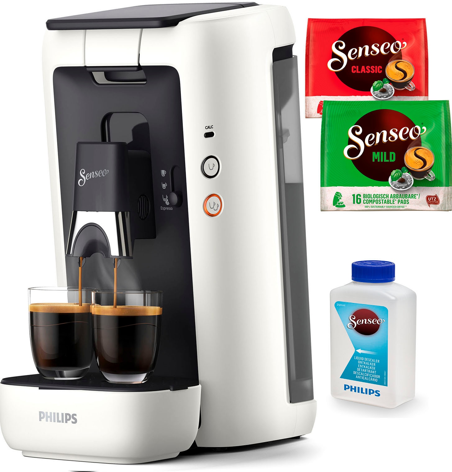 CSA260/10, 14,- UVP Memo-Funktion, »Maestro aus 80% im inkl. Philips Senseo Gratis-Zugaben von Kaffeespezialitäten«, Wert kaufen € Plastik, recyceltem Kaffeepadmaschine +3