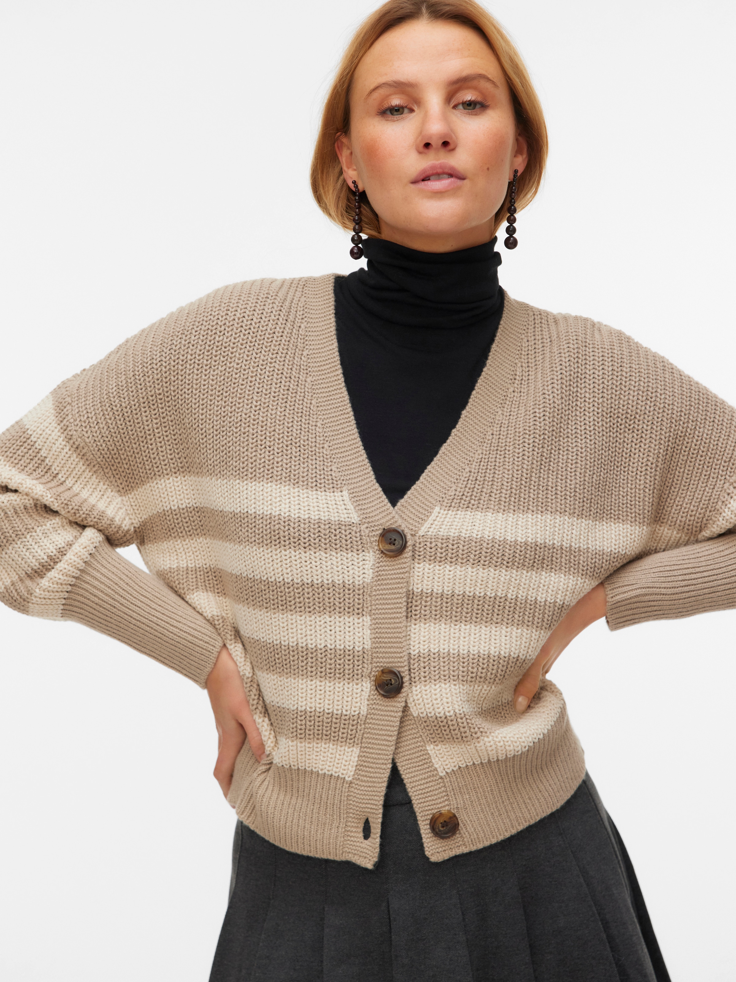Vero Moda Strickjacke »VMLEA LS V-NECK CUFF CARDIGAN NOOS« Rippstrick