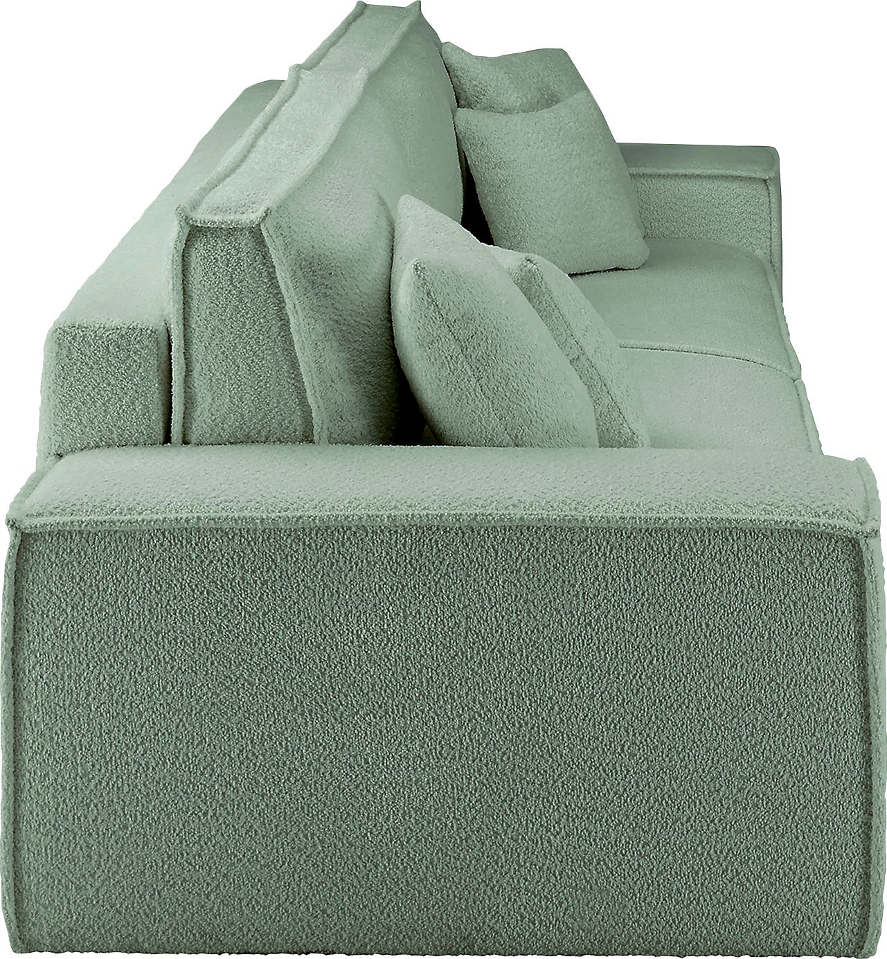 andas 3-Sitzer »FINNLEY Schlafsofa 257 cm, Schlaffunktion mit Bettkasten (200/136cm)«, in Aqua Clean-Bouclé, Struktur fein u. Cord