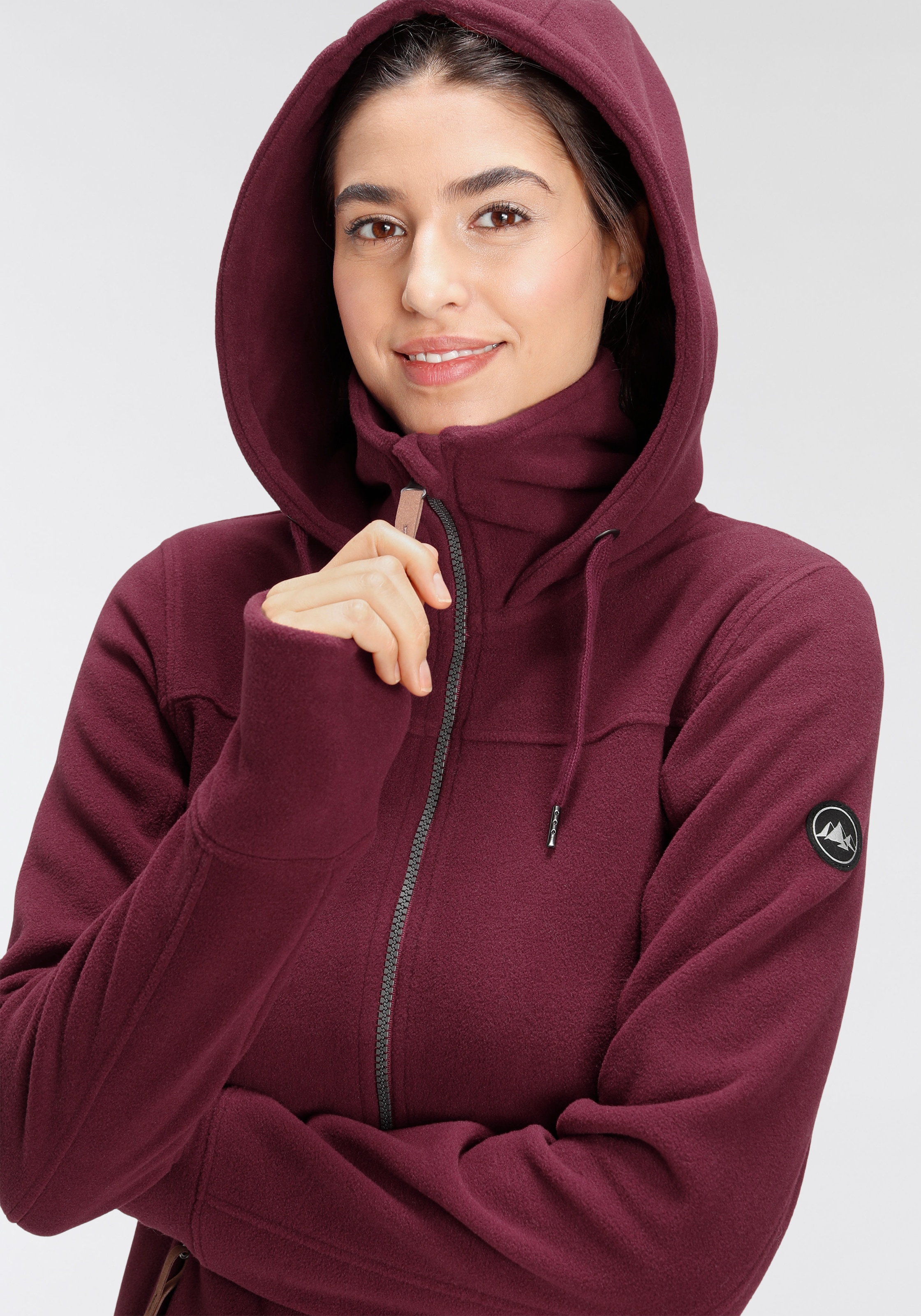 Polarino Fleecejacke, mit Kapuze, aus Fleece, atmungsaktiv, schnell trocknend