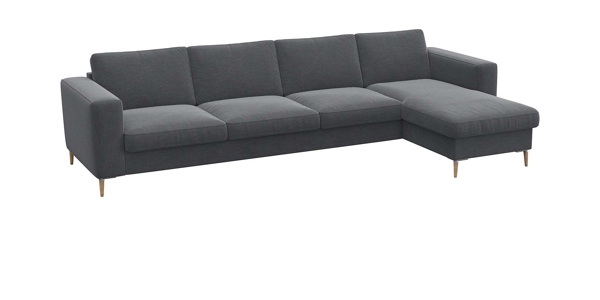 FLEXLUX Ecksofa »Fiore, super Sitzkomfort durch Kaltschaum im Sitz, L-Form«, breite Armlehnen, Füße Alu+ Eiche