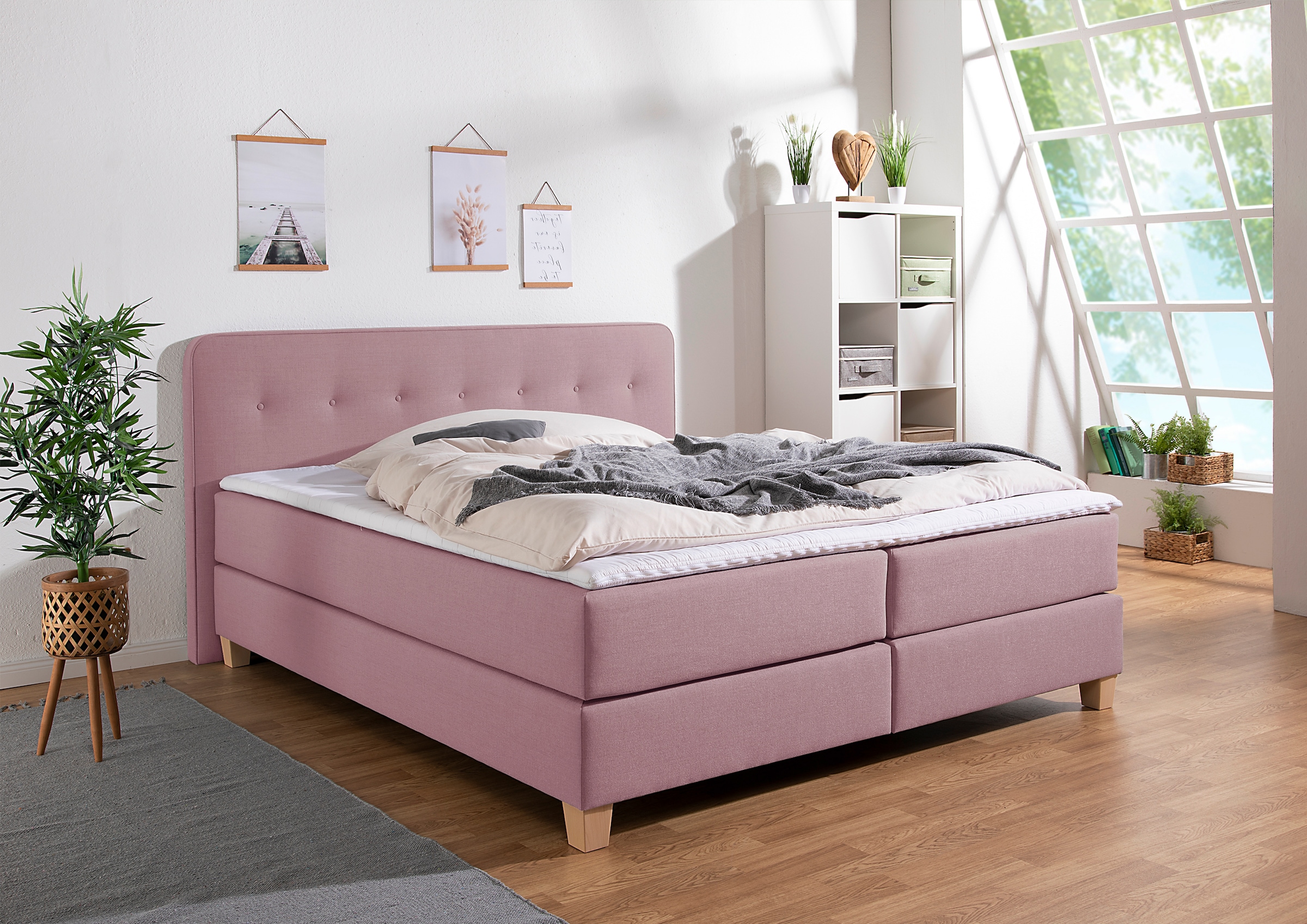 Home affaire Boxspringbett "Fargo", in Überlänge 220 cm, mit Topper, 3 Ausf günstig online kaufen