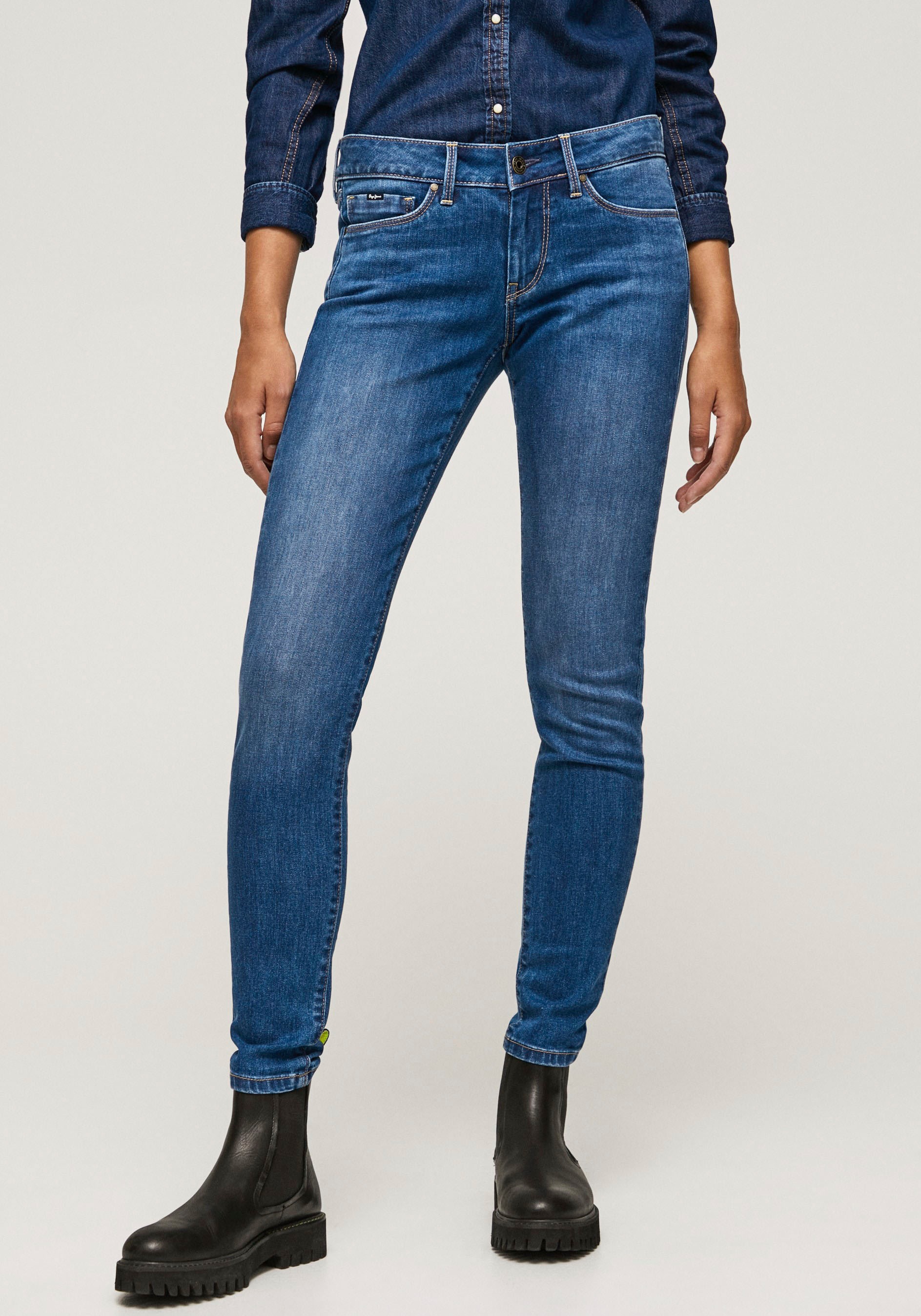 Pepe Jeans Skinny-fit-Jeans »SOHO«, kaufen 1-Knopf mit Stretch-Anteil 5-Pocket-Stil bequem Bund im und