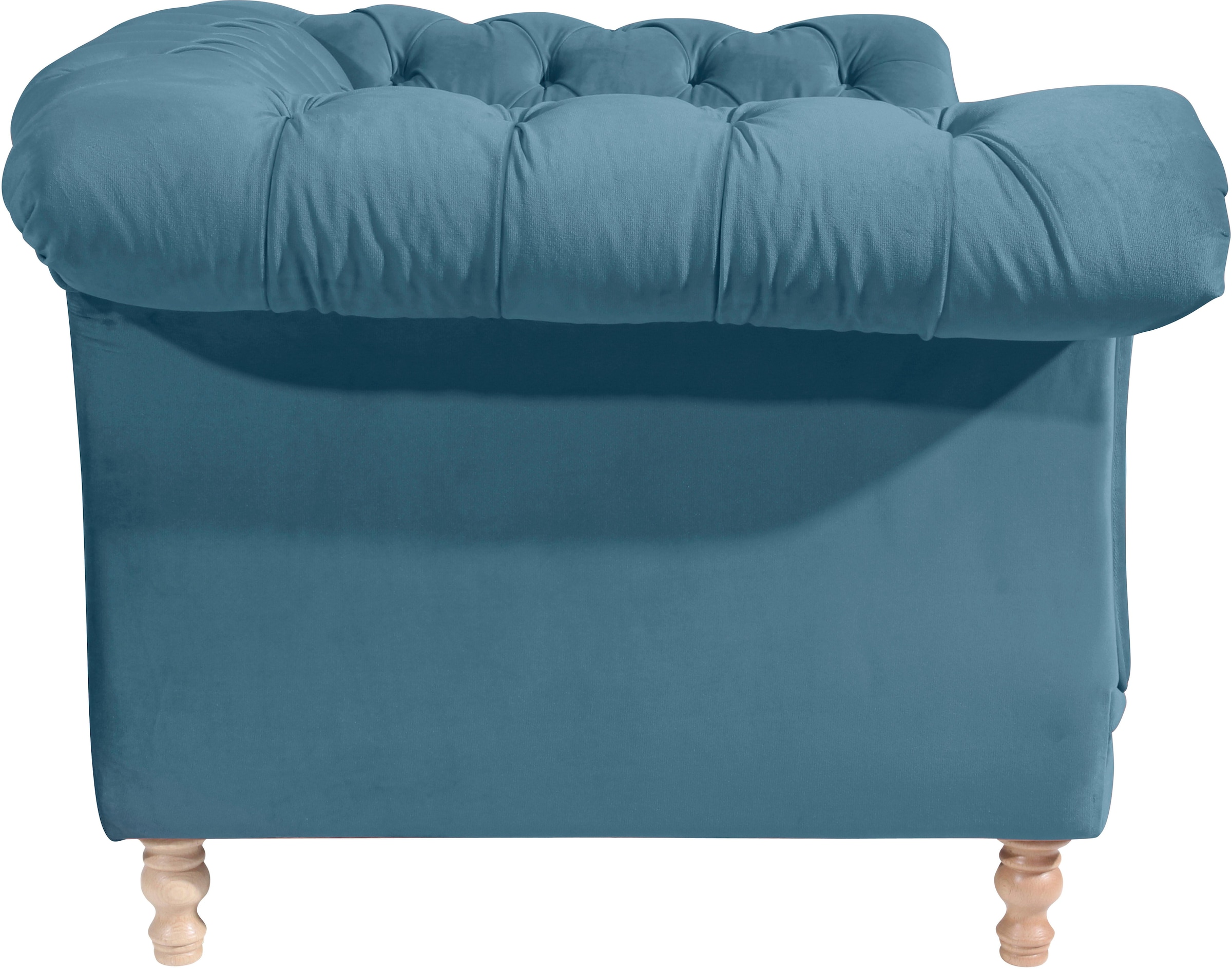Max Winzer® Loveseat »Isabelle, Loungesessel«, mit Knopfheftung & gedrechselten Füßen in Buche natur, Breite 167 cm